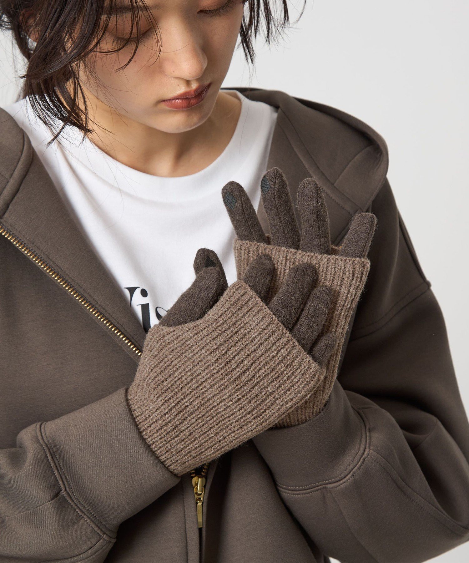 UNITED ARROWS green label relaxing アームウォーマー 3WAY グローブ / 手袋 タッチパネル対応 ユナイテッドアローズ グリーンレーベルリラクシング ファッション雑貨 手袋 グリーン グレー ブラック ホワイト【送料無料】のサムネイル