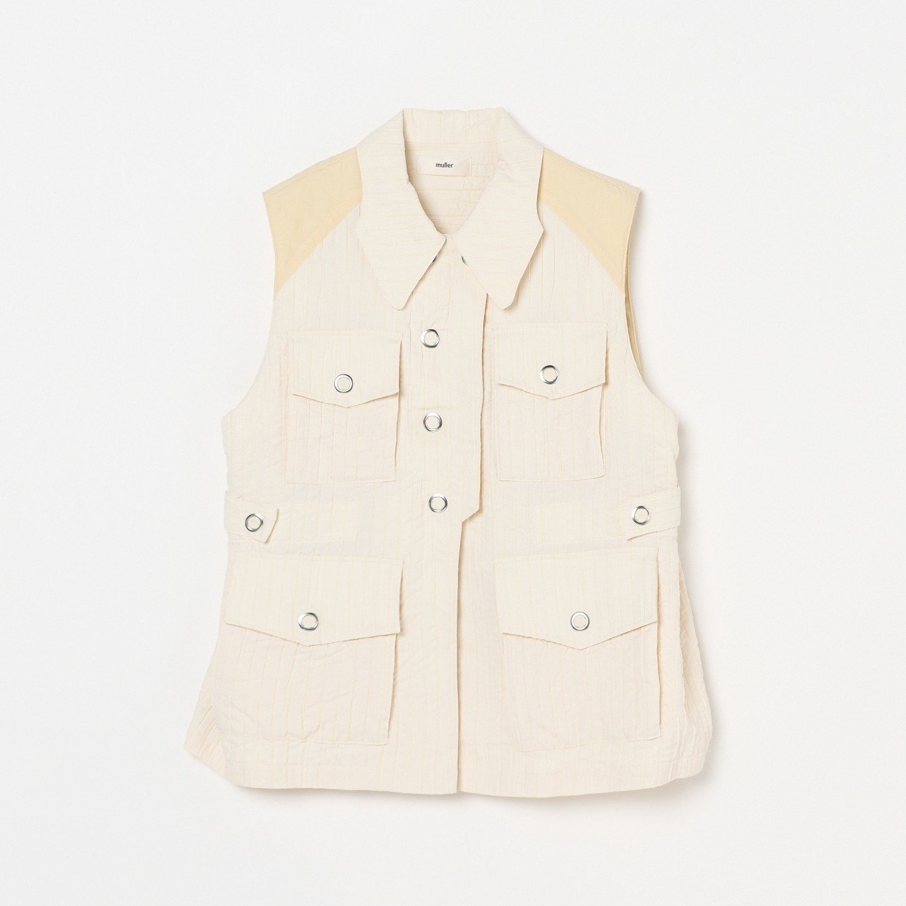 【SALE／30%OFF】muller of yoshiokubo STRIPE JQ VEST エリオポール ジャケット・アウター その他のジャケット・アウター ホワイト【送料無料】
