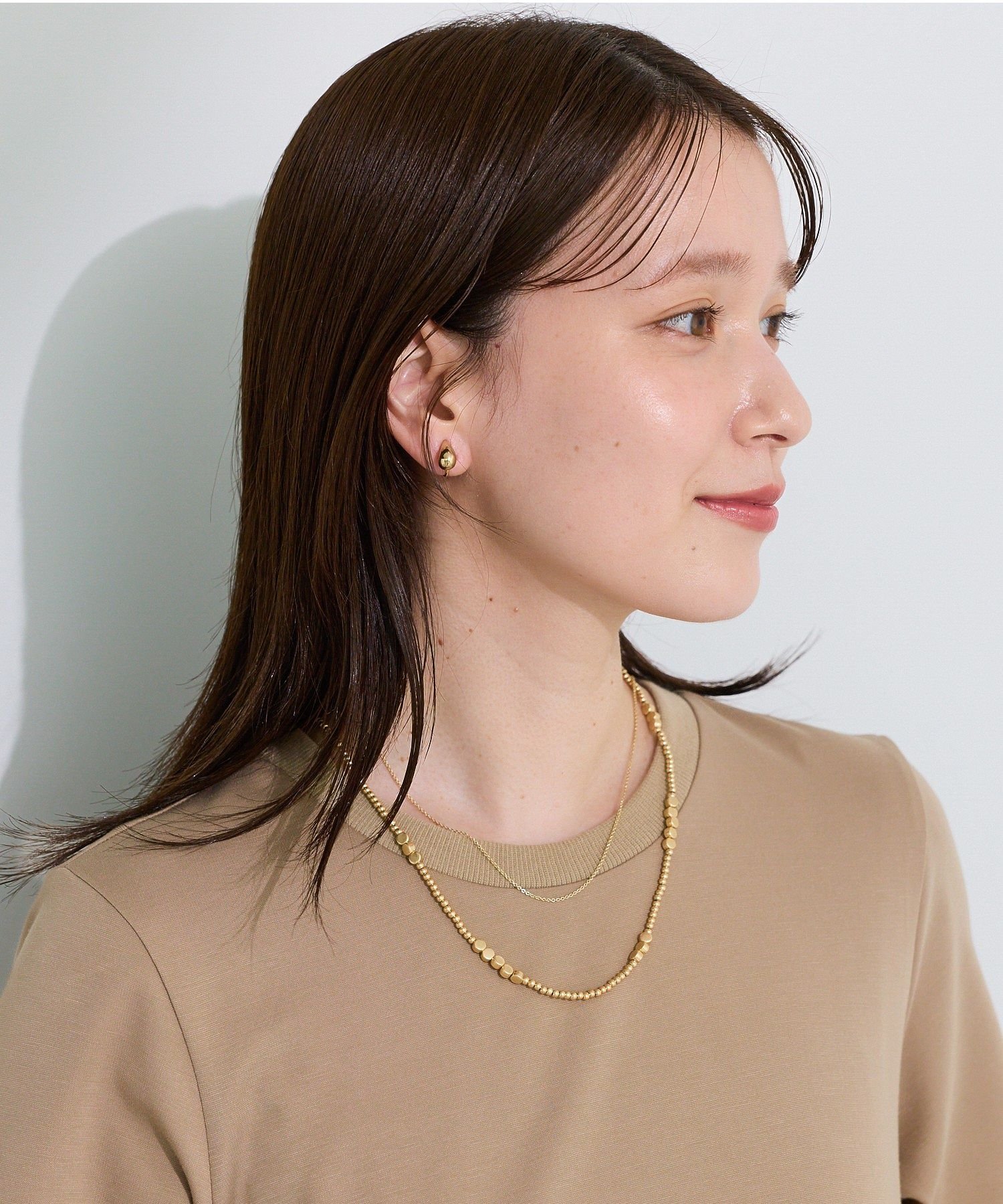 【SALE／5%OFF】Green Parks メタルビース2連ミディネックレス グリーンパークス アクセサリー・腕時計 ネックレス ゴールド シルバー
