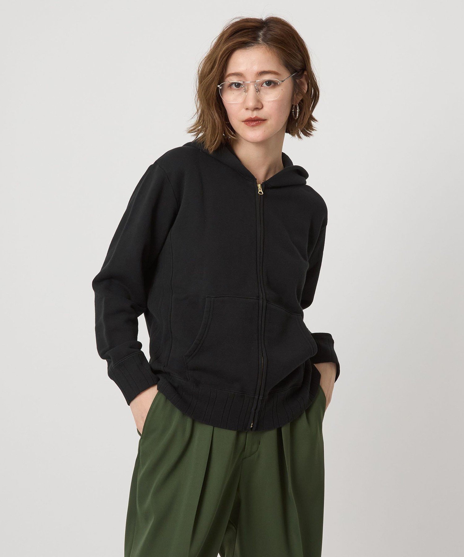＜conte＞コットン ジップ パーカー ユナイテッドアローズ アウトレット トップス カットソー・Tシャツ ブラウン ブラック