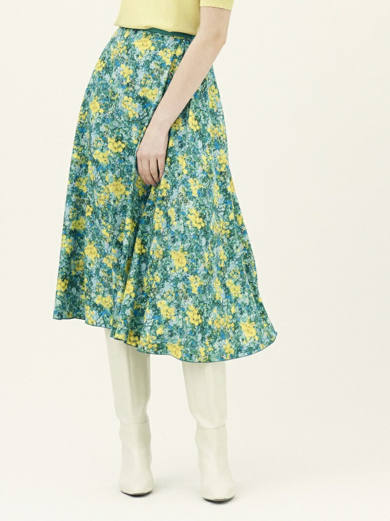 【SALE／50%OFF】Ballsey ウィンドフラワープリント アシンメトリータックフレアスカート トゥモローランド スカート その他のスカート グリーン【送料無料】