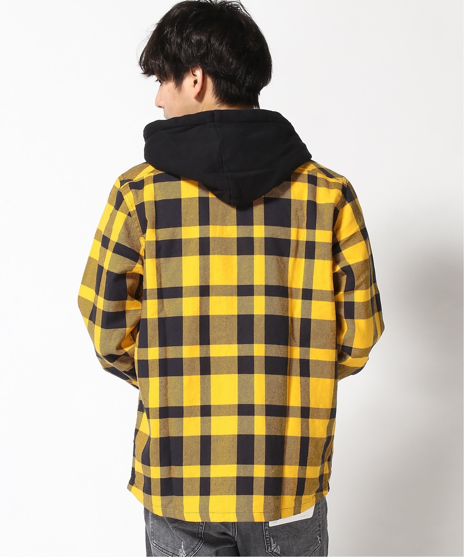 【SALE／70%OFF】REPLAY (M)チェックコットンツイルシャツパーカー リプレイ トップス パーカー・フーディー ブラック【送料無料】