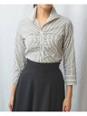 【SALE/10%OFF】NARACAMICIE ストレッチストライプスタンドカラー七分袖シャツ ナラカミーチェ トップス シャツ・ブラウス ベージュ ブラック【送料無料】(4)