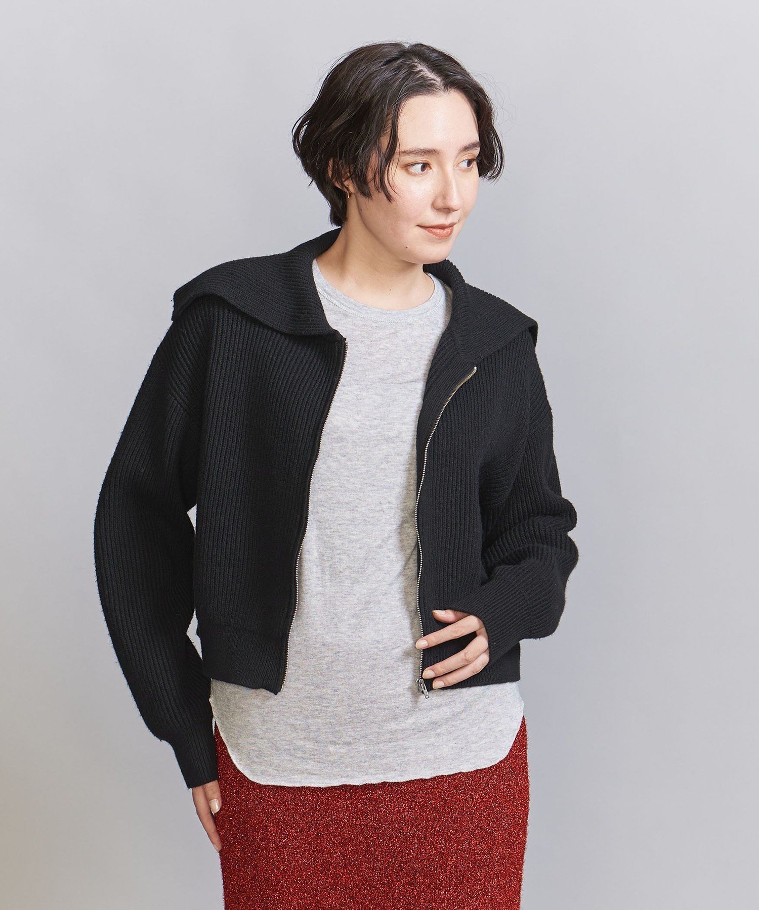【SALE／70%OFF】BEAUTY&YOUTH UNITED ARROWS セーラージップ ニット カーディガン ユナイテッドアローズ アウトレット トップス カーディガン ホワイト ブラック イエロー【送料無料】