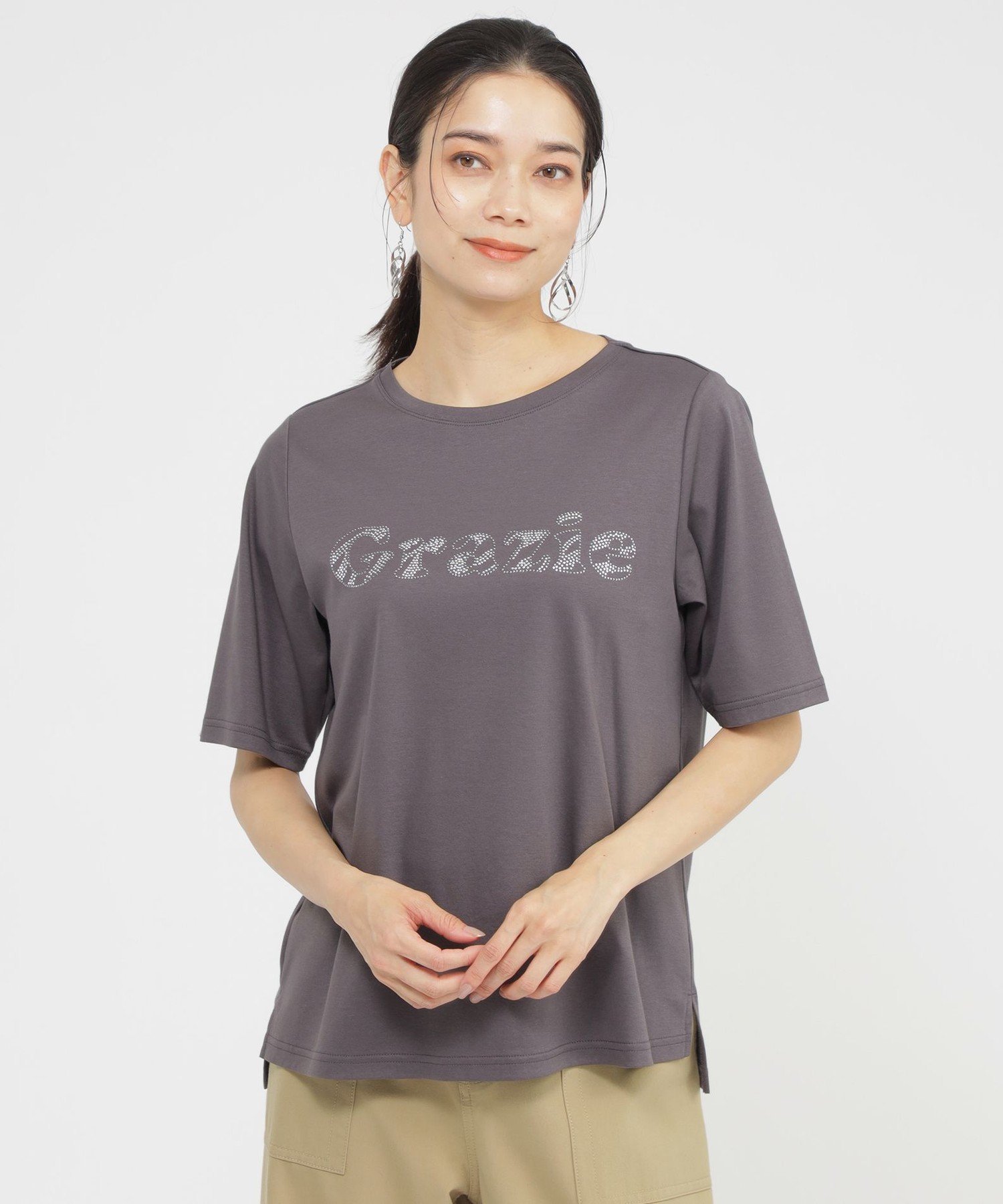 【カタログ掲載品】【接触冷感】【ウォッシャブル】超冷感コットンスムースホットフィットロゴTシャツ エヴェックス バイ クリツィア トップス カットソー・Tシャツ オレンジ ホワイト