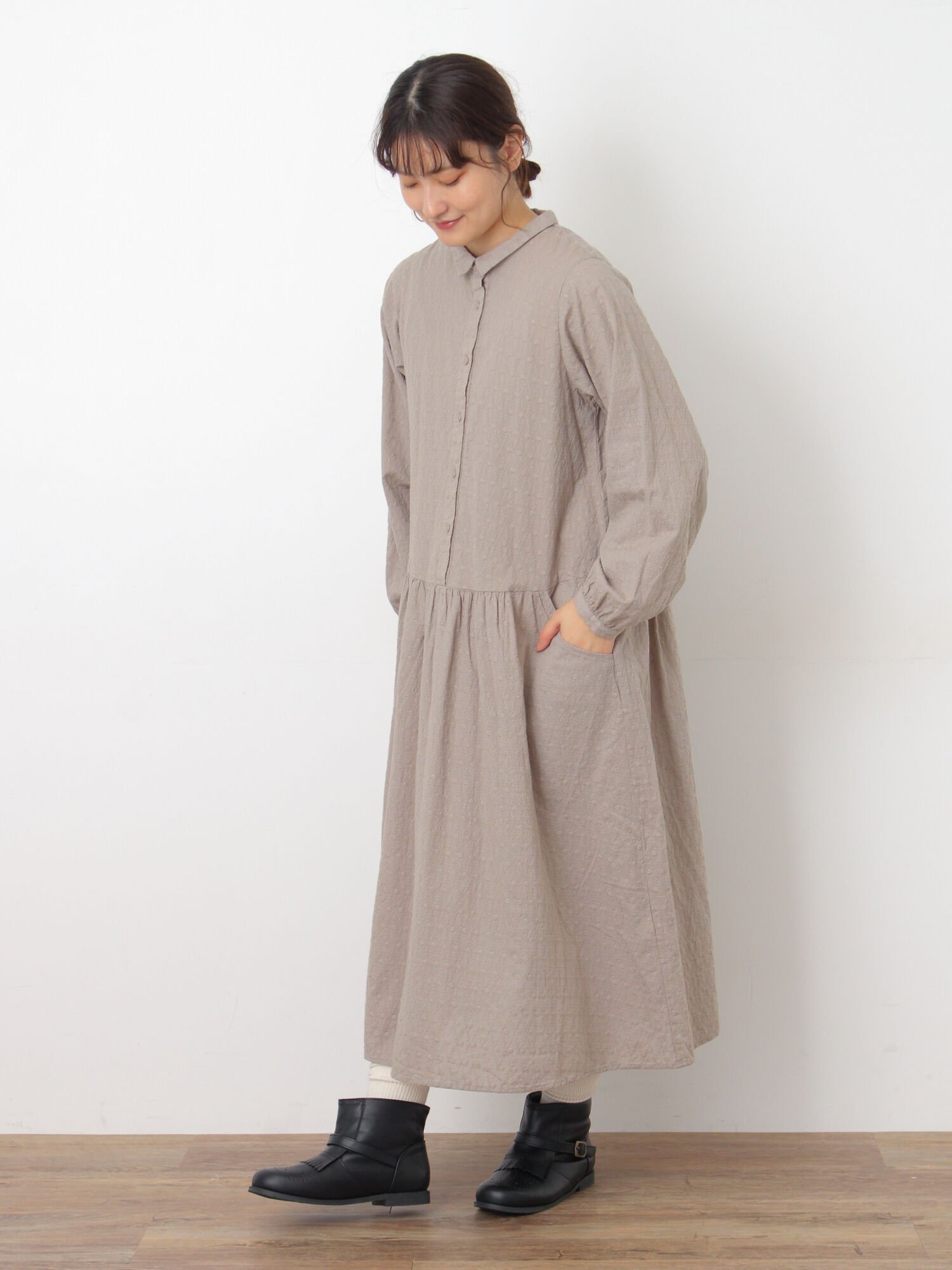 Samansa Mos2 ◎刺繍ワンピース サマンサモスモス ワンピース・ドレス ワンピース グレー ベージュ【送料無料】のサムネイル