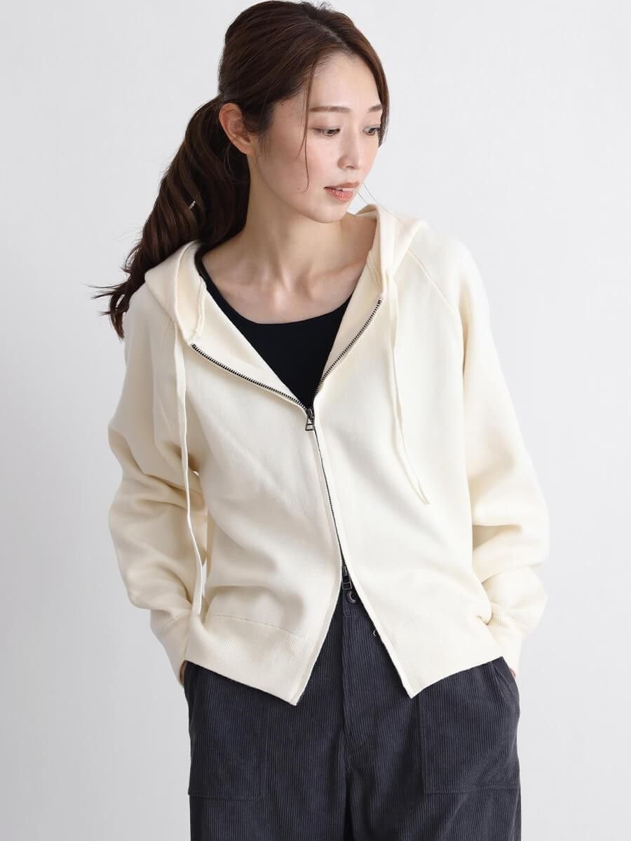 CLOVE ジップアップニットフーディー ラシュッド トップス パーカー・フーディー ブラック グレー ホワ..