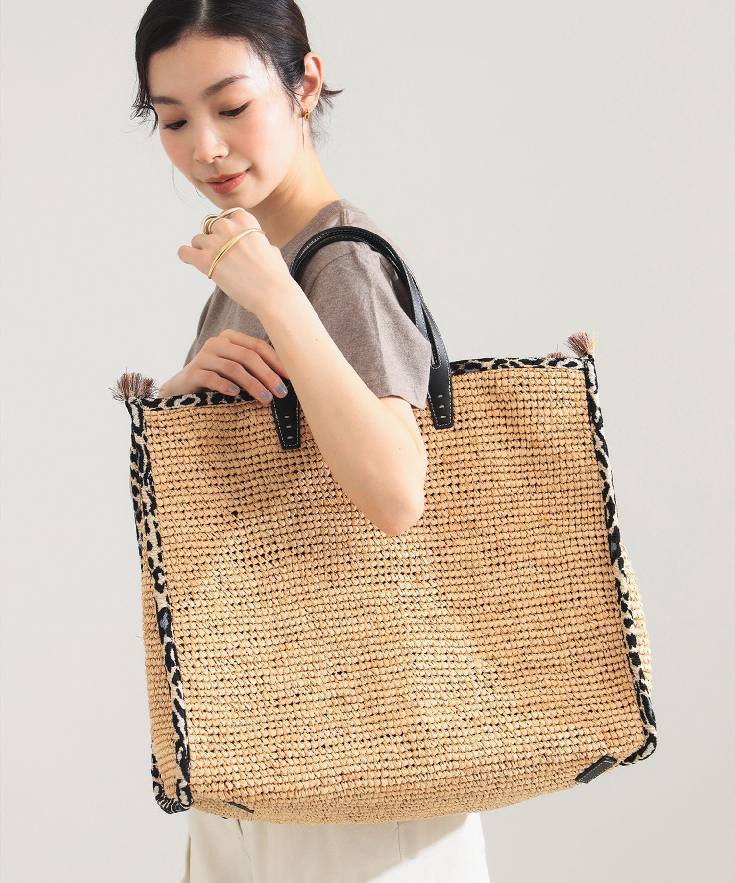 Demi-Luxe BEAMS A VACATION / TANK ラフィア LEOPARD トートバッグ デミルクス ビームス バッグ トートバッグ【送料無料】