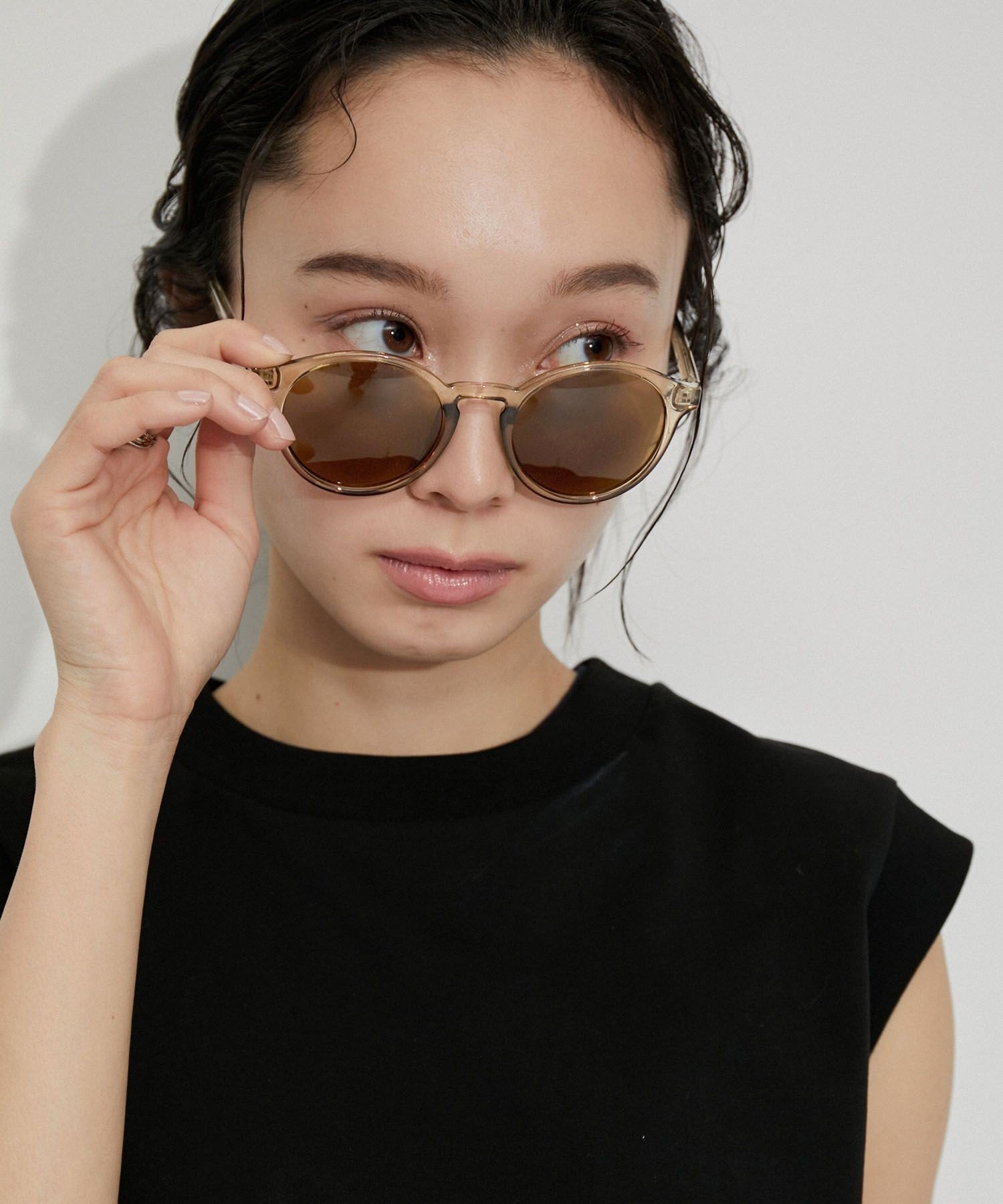 ADAM ET ROPE' FEMME 【WEB限定】・【定番】ボストンサングラス アダムエロペ ファッション雑貨 サングラス ブラウン ブラック【送料無料】