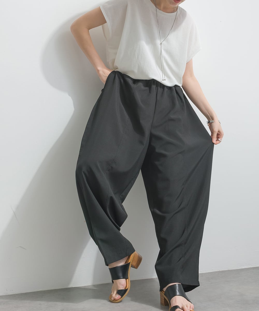 【SALE／24%OFF】mitis mitis/(W)麻ライク イージーバレルパンツ リラクロ パンツ その他のパンツ ブラック ブラウン オレンジ