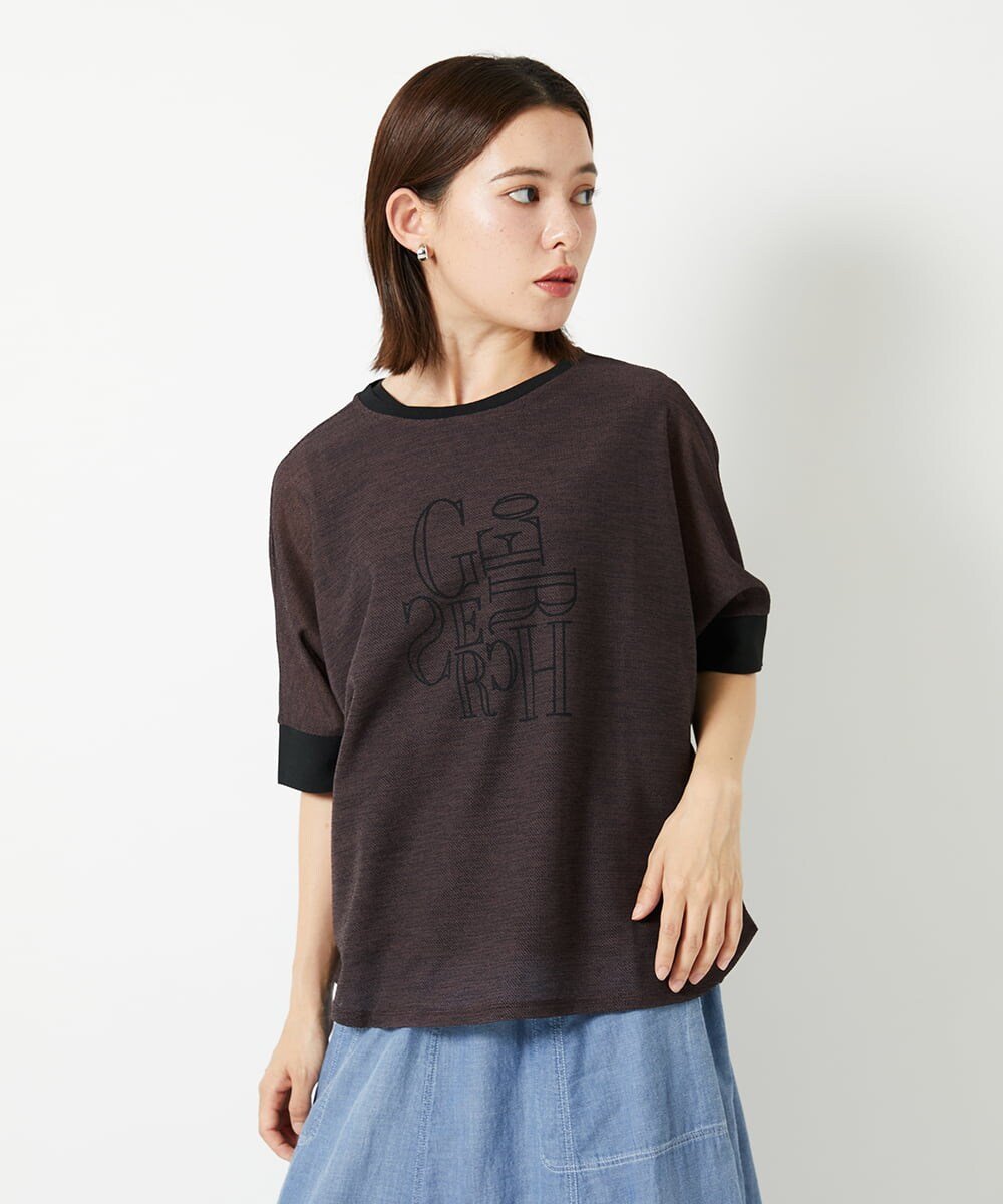 （小さいサイズ） シアーポンチョロゴカットソー メゾンドゥサンク トップス カットソー・Tシャツ ブルー ホワイト ブラウン