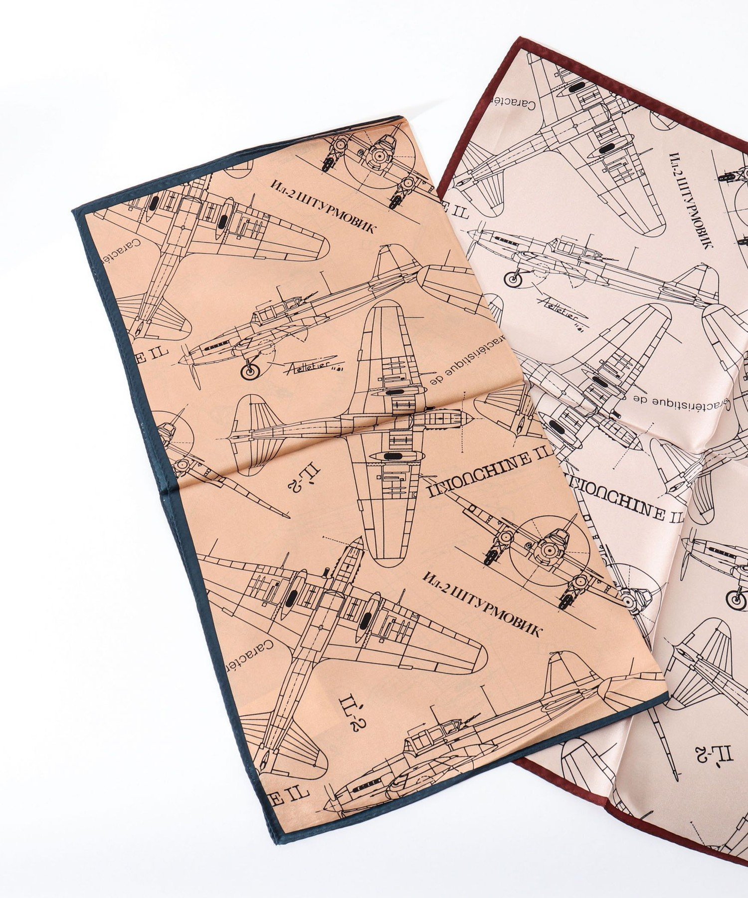 NOLLEY'S goodman シルクスカーフ エアプレーン柄 55cm 日本製 ノーリーズ ファッション雑貨 スカーフ・バンダナ レッド ネイビー【送料無料】