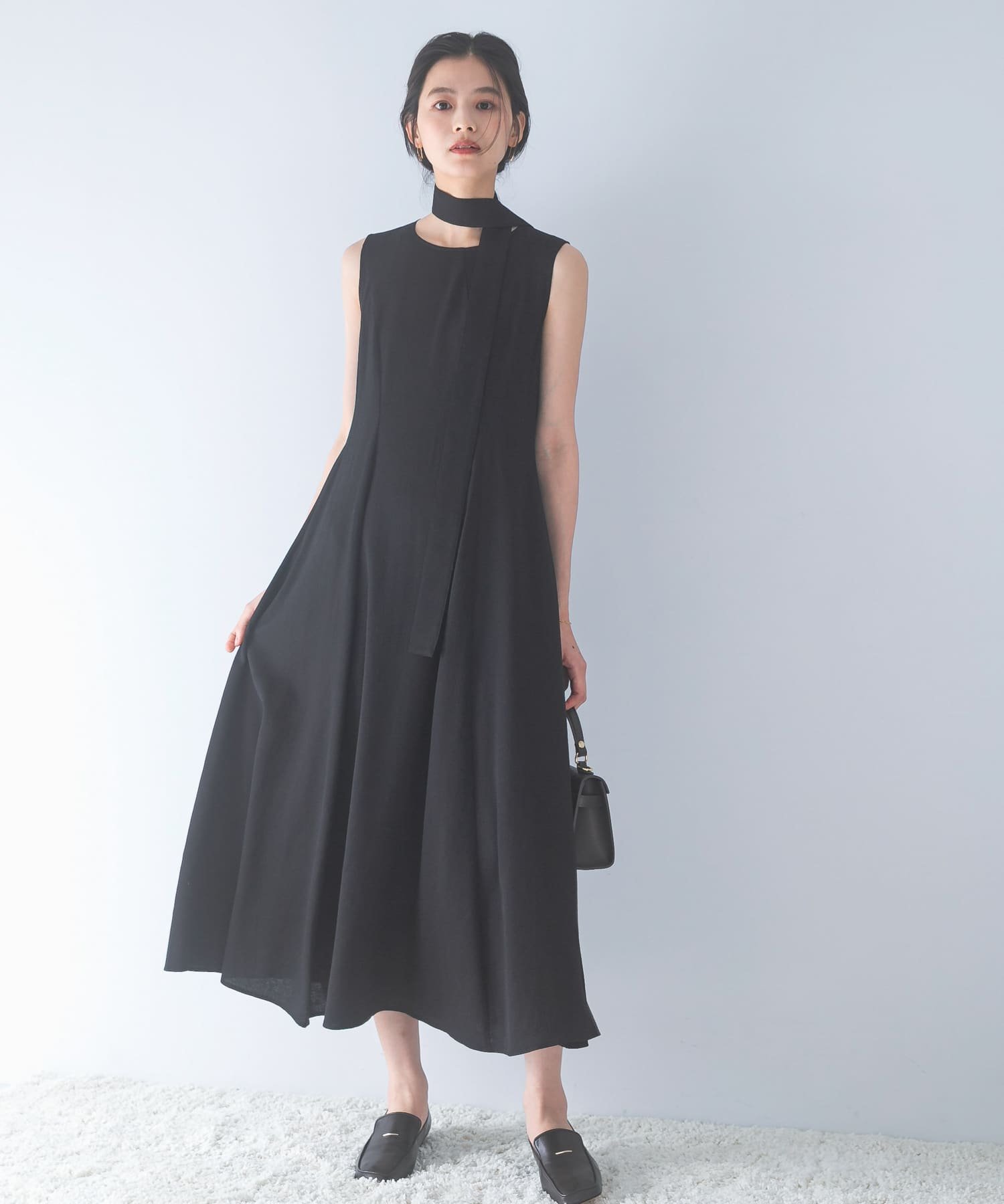 【SALE／10%OFF】URBAN RESEARCH ROSSO ベルト付フレアシルエットロングドレス アーバンリサーチロッソ ワンピース・ドレス その他のワンピース・ドレス ブラック【送料無料】