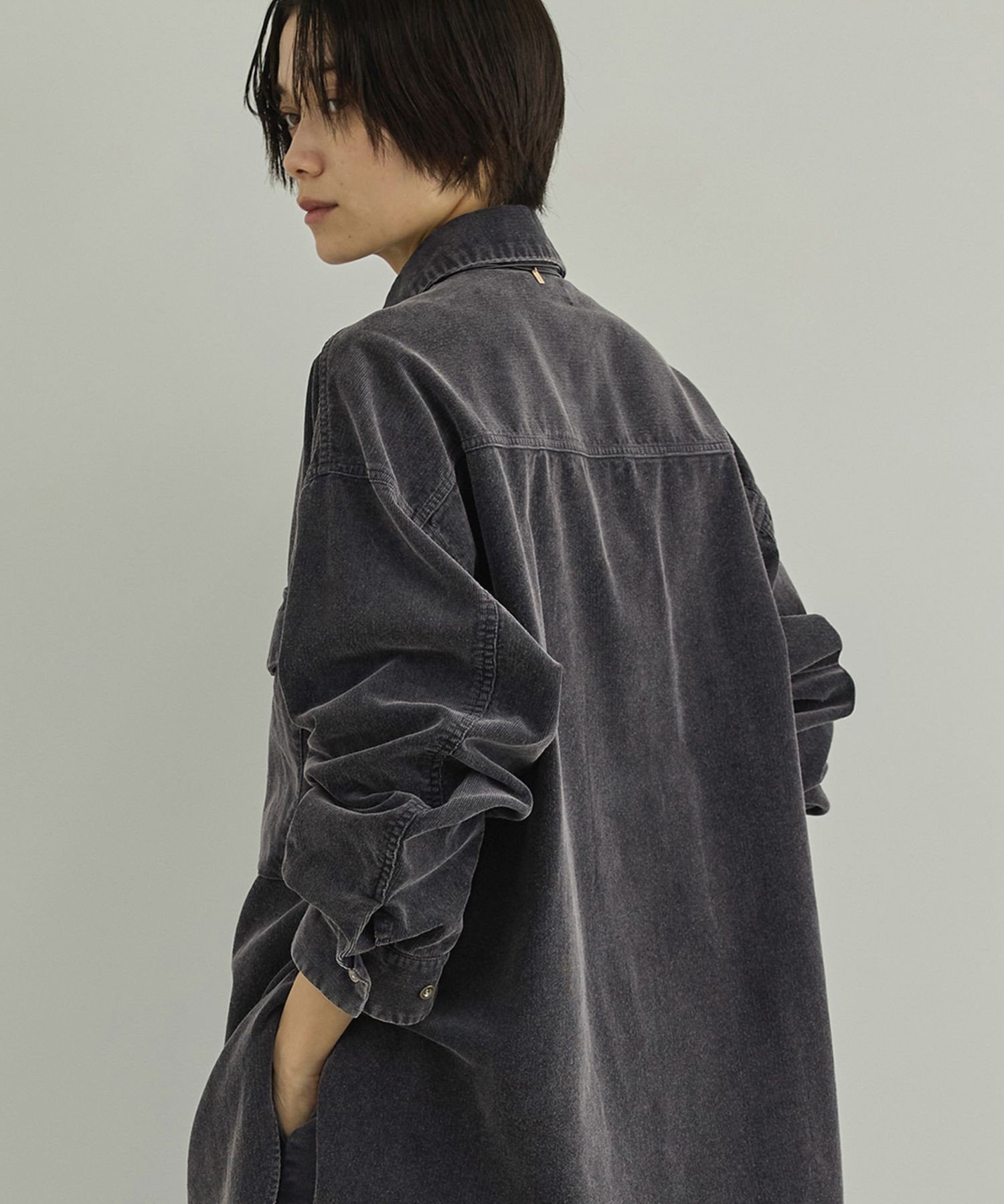 SALON adam et rope' フェードコーデュロイオーバーシャツ / セットアップ対応 サロン アダム エ ロペ トップス シャツ・ブラウス ピンク ベージュ グレー