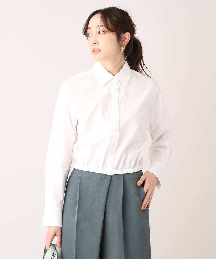 アンタイトル 服 レディース 【SALE／80%OFF】UNTITLED 【Oggi.jp掲載/今季注目!】2WAY クロップドシャツ アンタイトル トップス シャツ・ブラウス ホワイト ブルー ネイビー