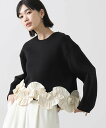 anana anana/(W)1_ダンボール裾配色フリル グレディブリリアン トップス スウェット・トレーナー ブラック【送料無料】