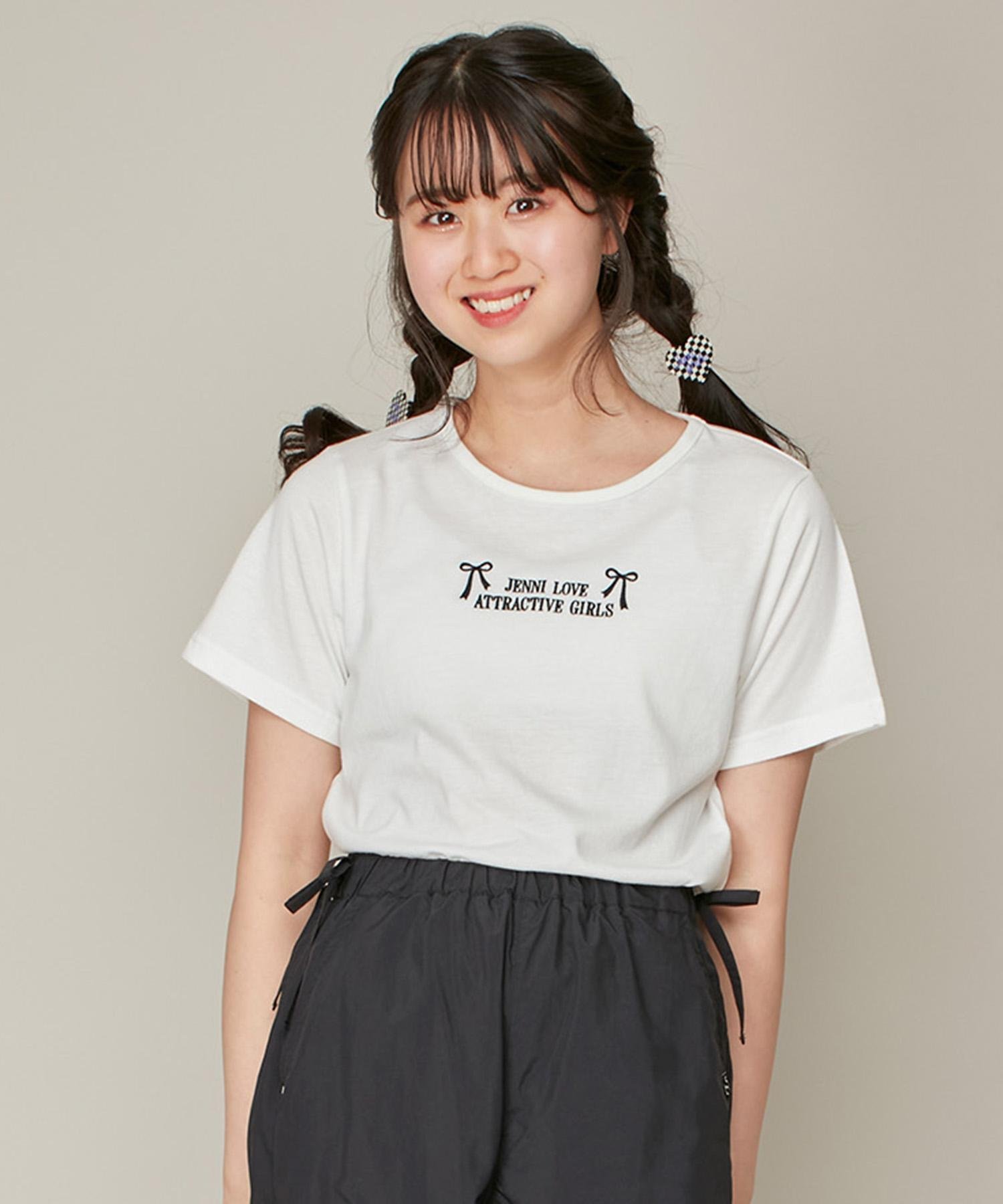 JENNI love リボンししゅうTシャツ ジェニィオンラインショップ トップス カットソー・Tシャツ ブラック ピンク ホワイトのサムネイル