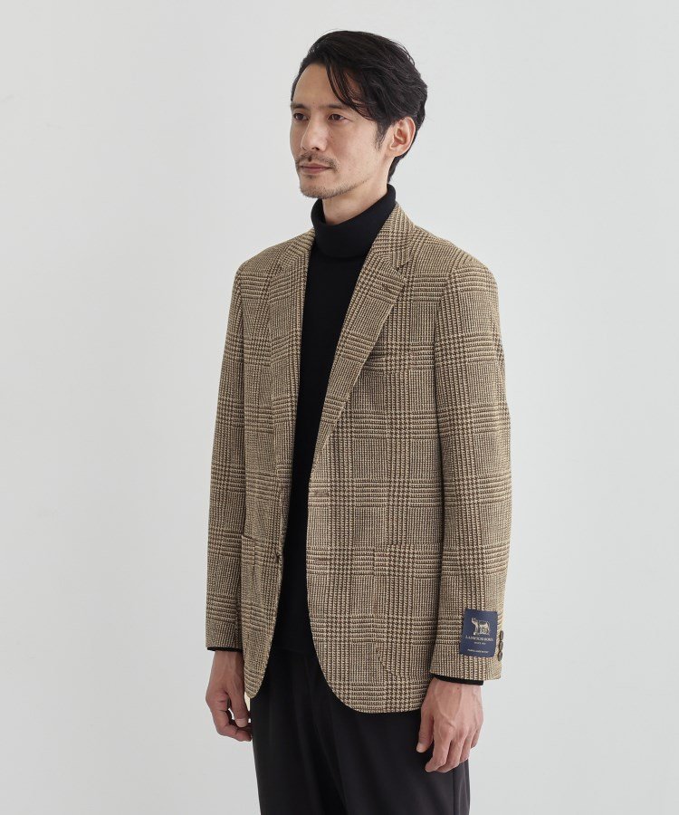 【SALE／39%OFF】TAKEO KIKUCHI グレンチェックプリント ジャージ ジャケット タケオキクチ ジャケット・アウター テーラードジャケット・ブレザー ブルー ピンク【送料無料】