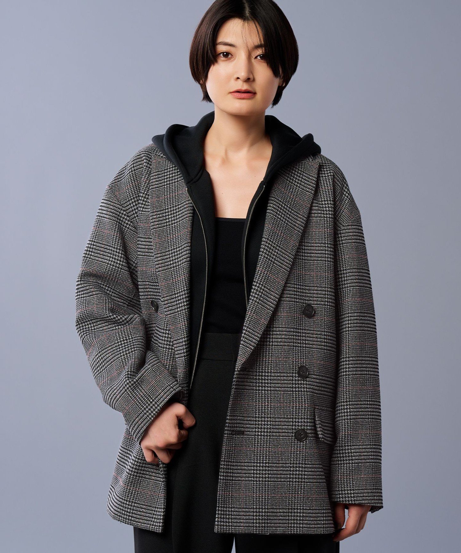 【SALE／50%OFF】uncrave 【手洗い可】ウォッシャブル ツイード ジャコット(uncrave STANDARD) アンクレイヴ ジャケット・アウター その他のジャケット・アウター グレー ブラック ブラウン【送料無料】のサムネイル