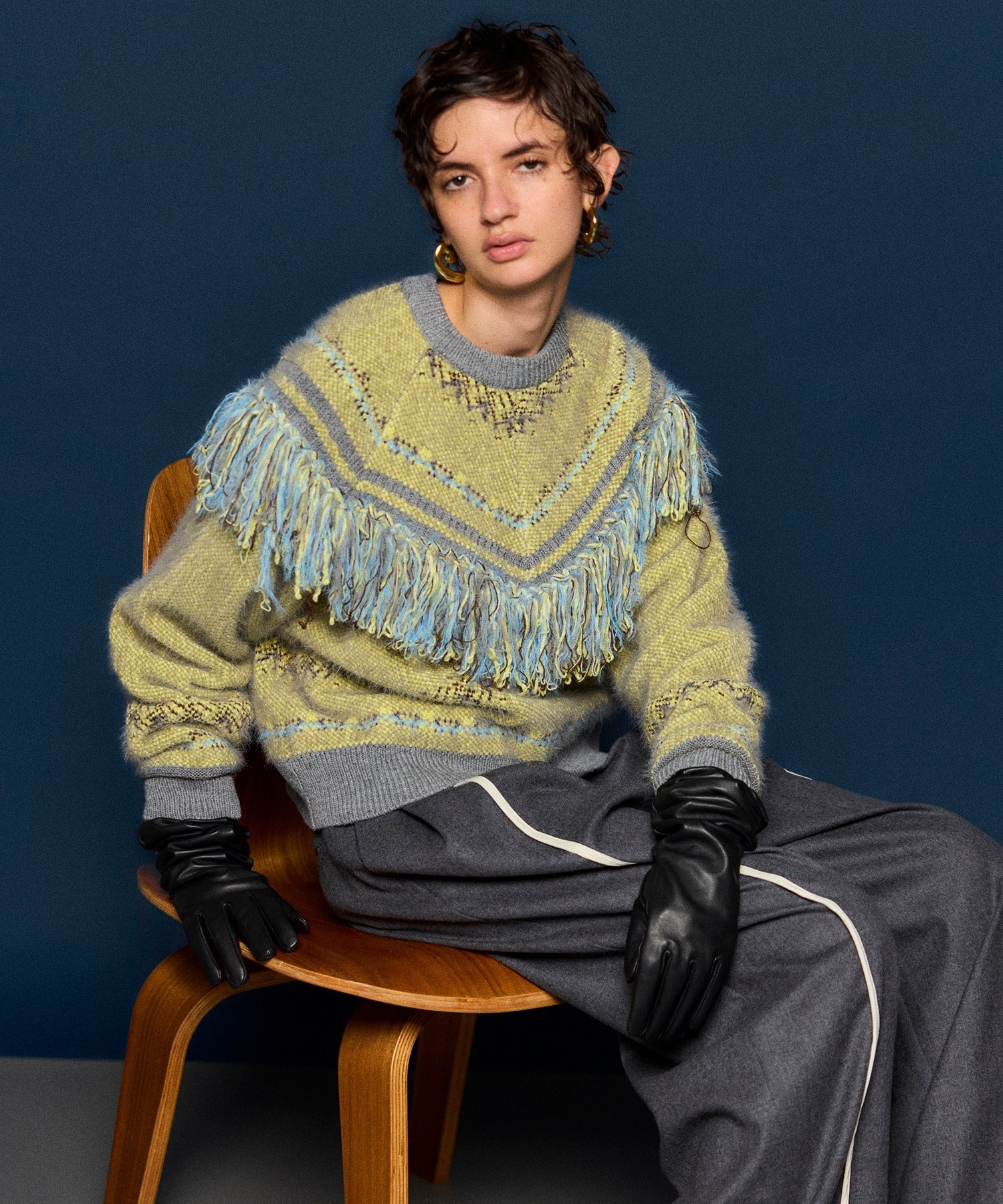 MAISON SPECIAL フリンジフェザーニット メゾンスペシャル トップス ニット グレー【送料無料】のサムネイル