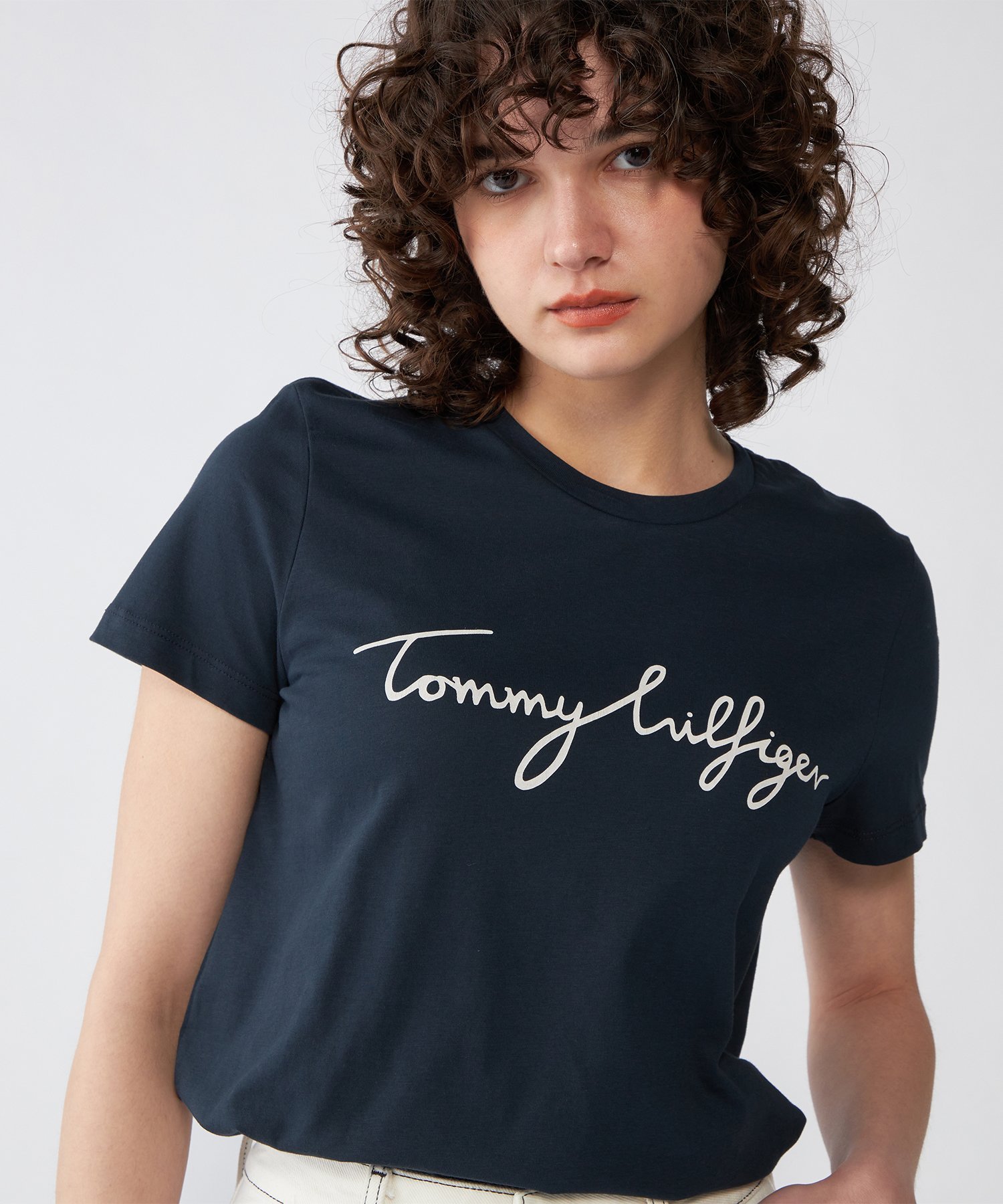 TOMMY HILFIGER ロゴクルーネックTシャツ トミーヒルフィガー トップス カットソー・Tシャツ ネイビー ブラック ホワイト