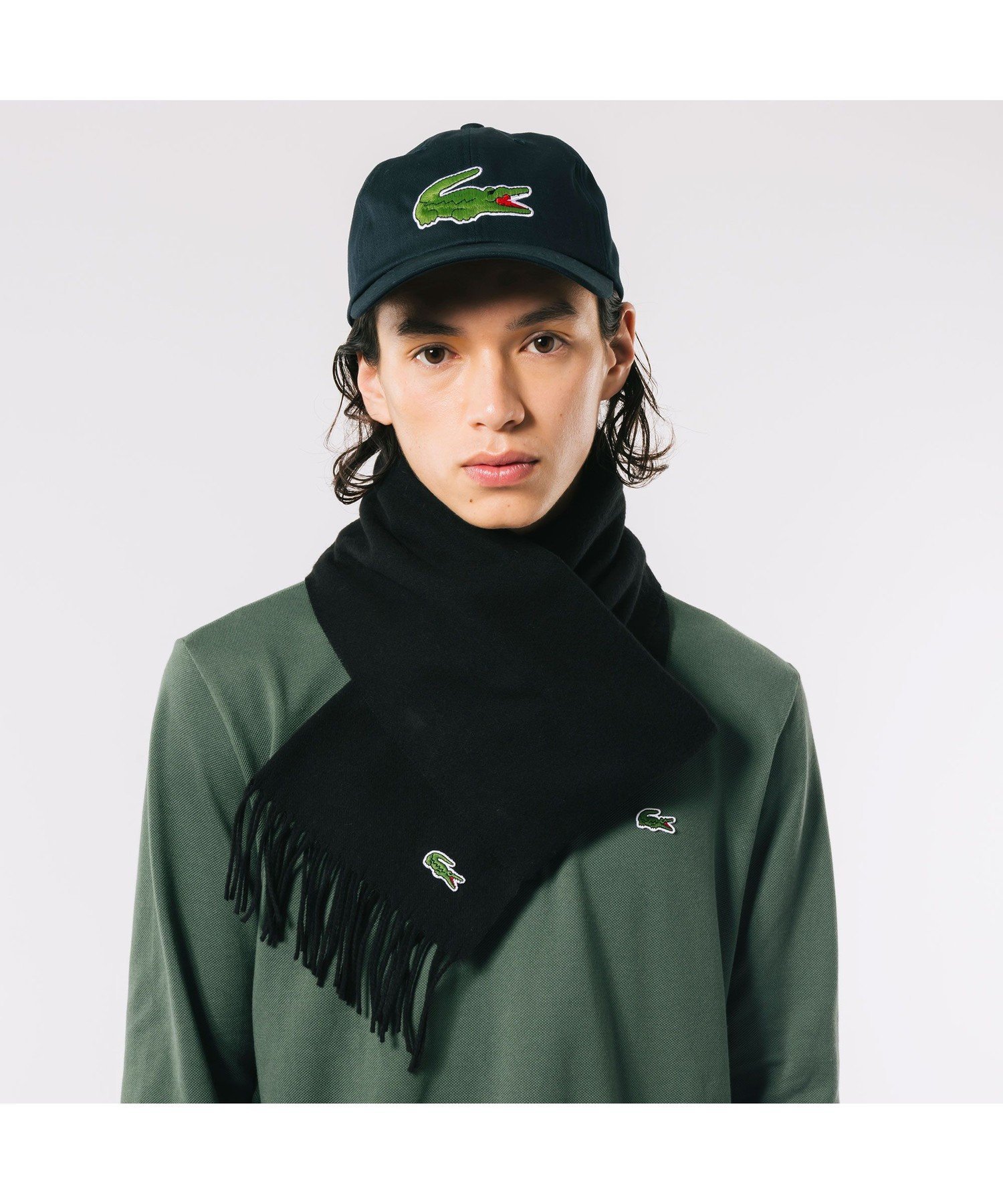 ラコステ マフラー 【SALE／30%OFF】LACOSTE サスティナブルミニマルマフラー ラコステ ファッション雑貨 マフラー・ストール・ネックウォーマー ブラック グリーン ネイビー ベージュ グレー ブルー【送料無料】