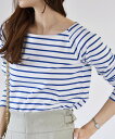 quaranciel quaranciel:<洗濯機可能>ラウンドネック ボーダー カットソー シップス トップス カットソー・Tシャツ ブルー ホワイト ブラ...