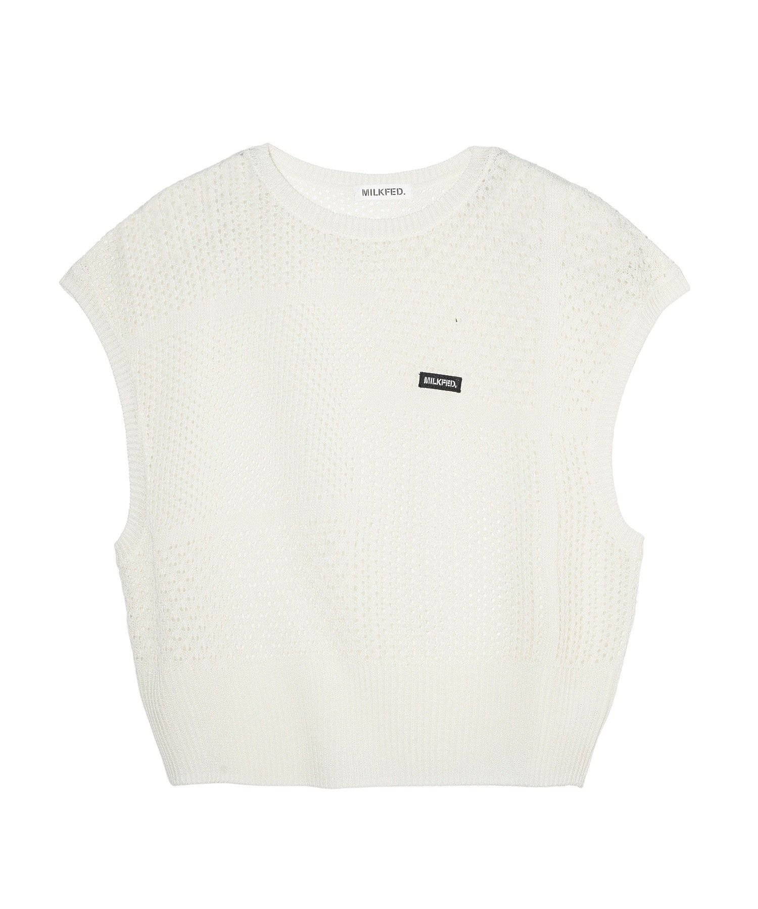 MILKFED. SHEER KNIT TOP ミルクフェド トップス カットソー・Tシャツ ホワイト ブラウン ブラック