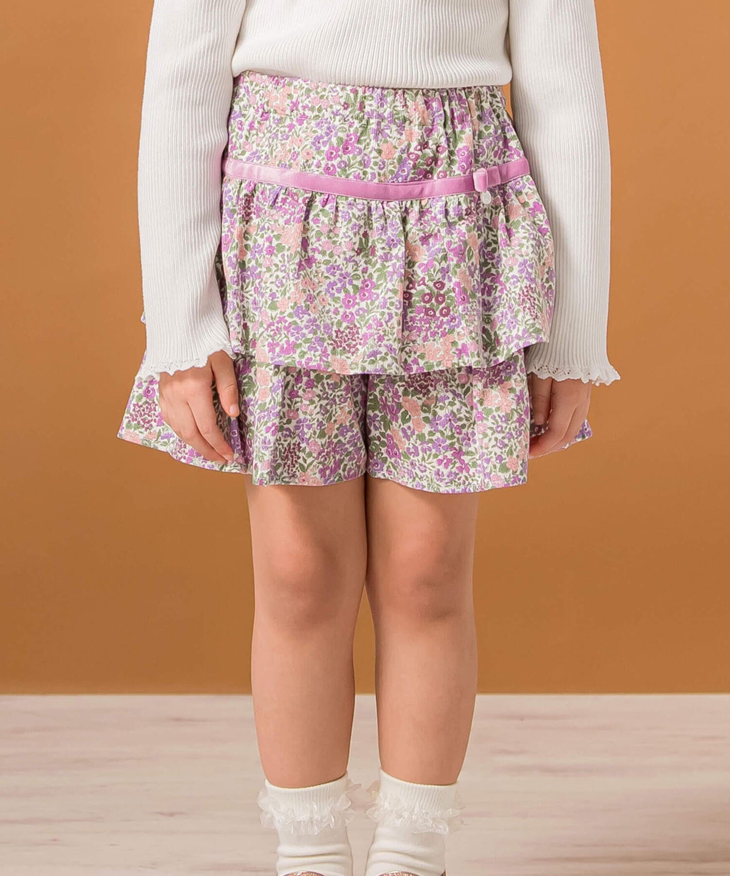 Tartine et Chocolat 【日本製】【お揃い】リバティ(JoannaLouise)シャツコールキュロットパンツ(90~140cm) ベベ オンライン ストア パンツ キュロット パープル ブルー【送料無料】