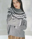 【SALE/30%OFF】VIS 【洗える】ノルディック柄ハイネックニット ビス トップス ニット グレー ベージュ【送料無料】