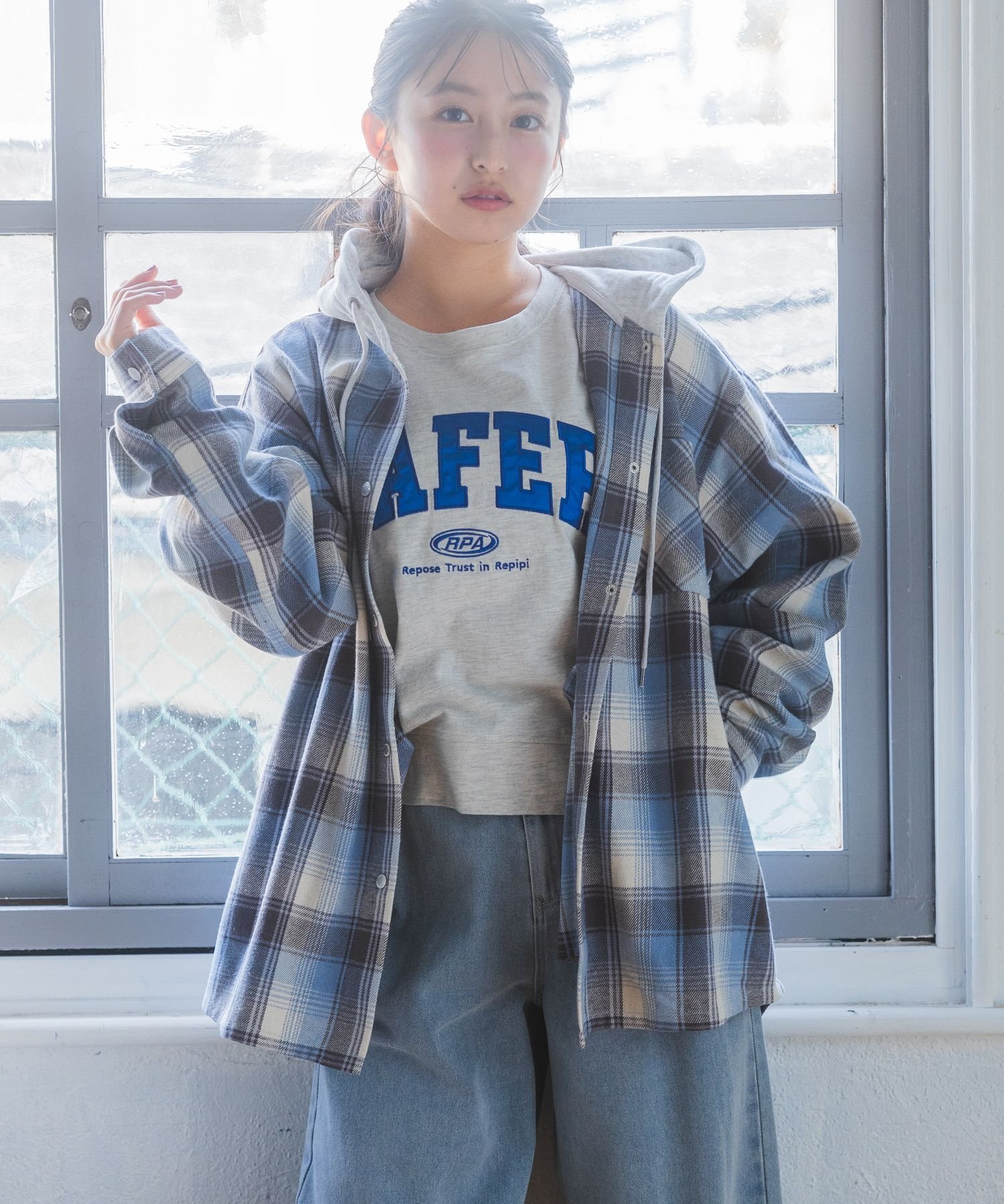 【SALE／30%OFF】repipi armario チェックフードシャツジャケット レピピアルマリオ ジャケット・アウター その他のジャケット・アウター ブラック ブルー【送料無料】のサムネイル