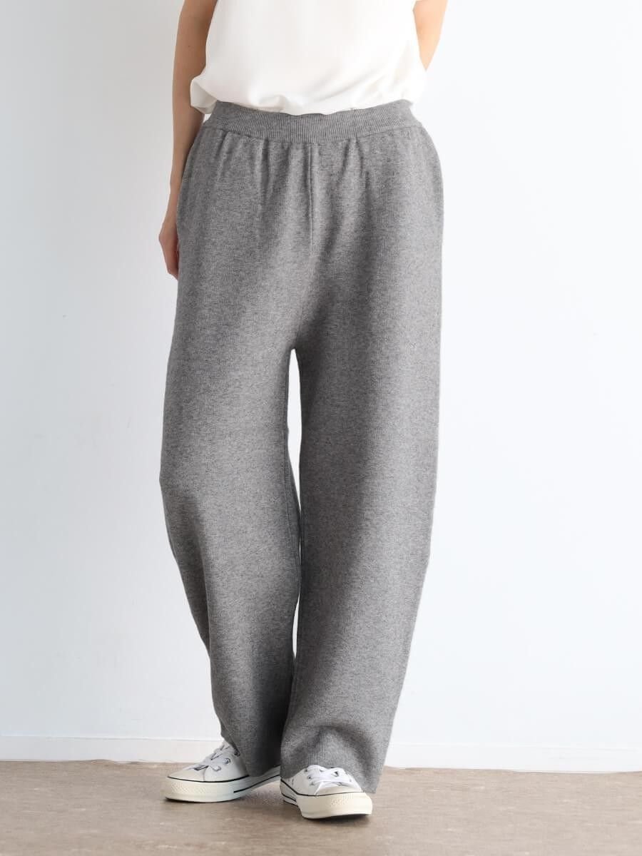CLOVE カーブシルエットニットパンツ ラシュッド パンツ その他のパンツ グレー ブラック【送料無料】