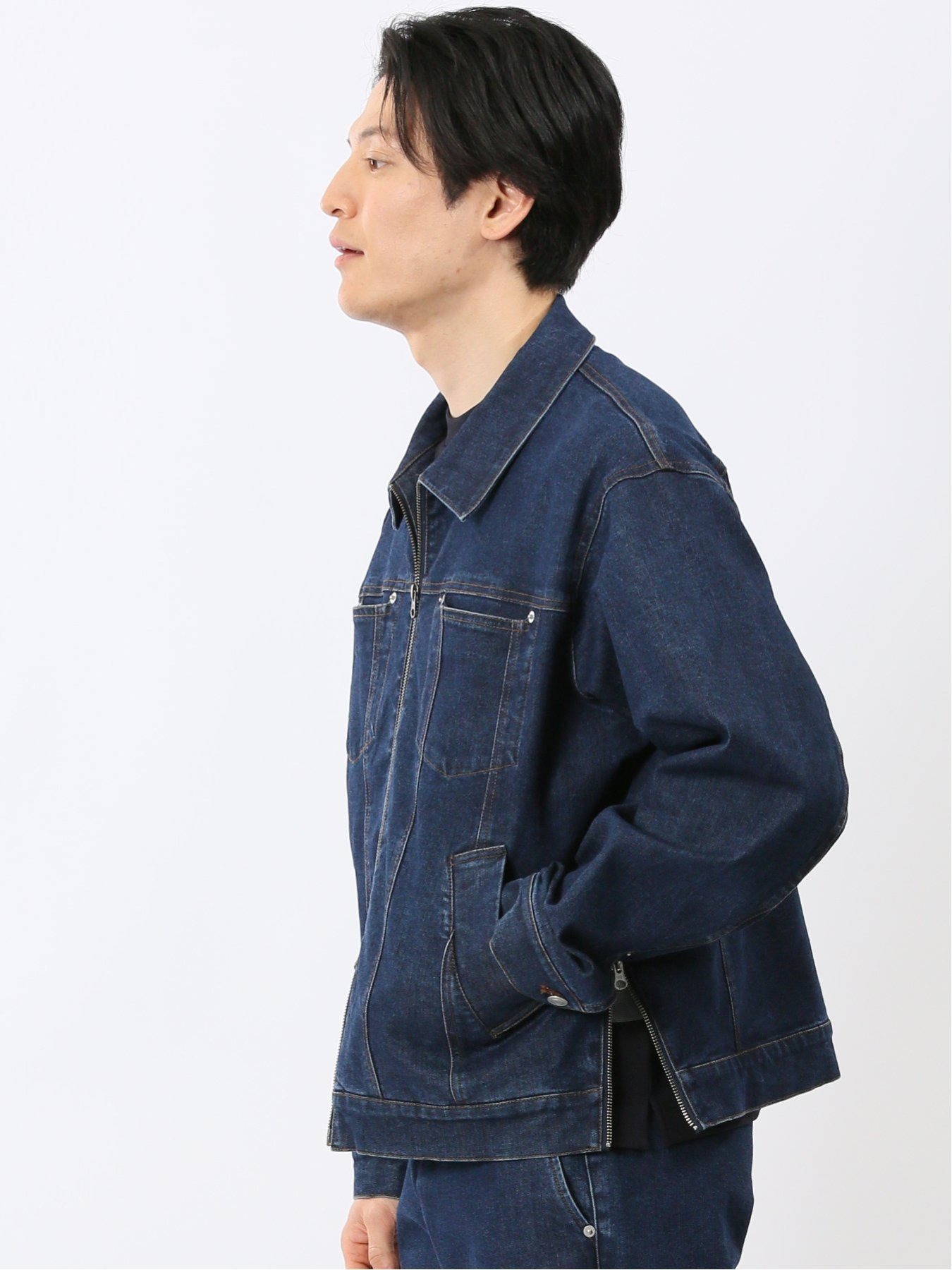 【SALE／30%OFF】TAKA-Q ストレッチ デニム ブルゾン(セットアップ可能) タカキュー ジャケット・アウター その他のジャケット・アウター ネイビー【送料無料】