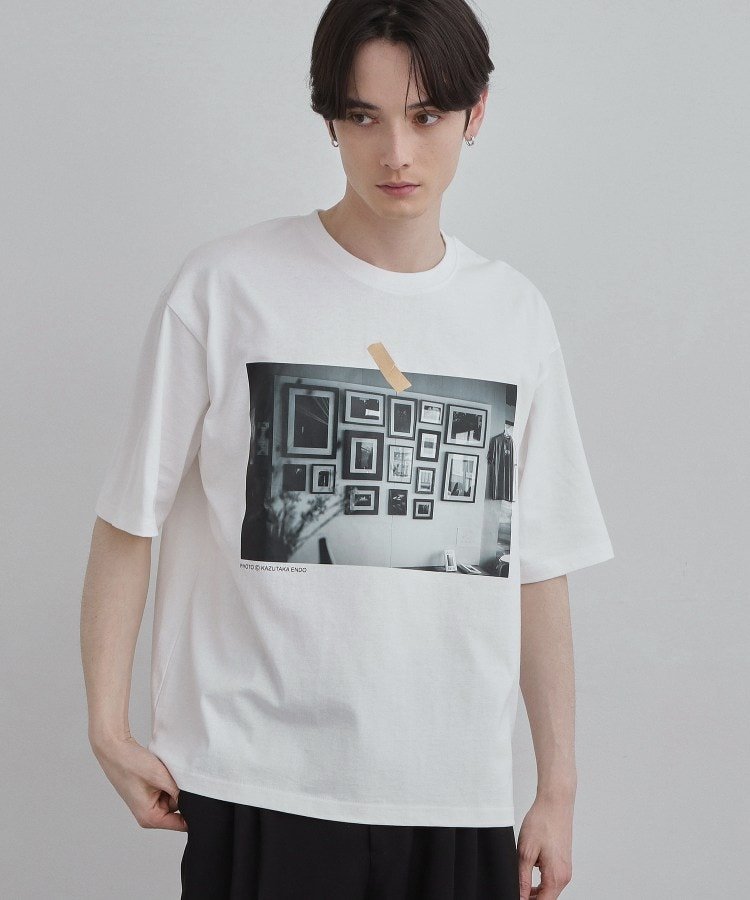 tk.TAKEO KIKUCHI フォトTシャツ ティーケータケオキクチ トップス カットソー・Tシャツ ホワイト