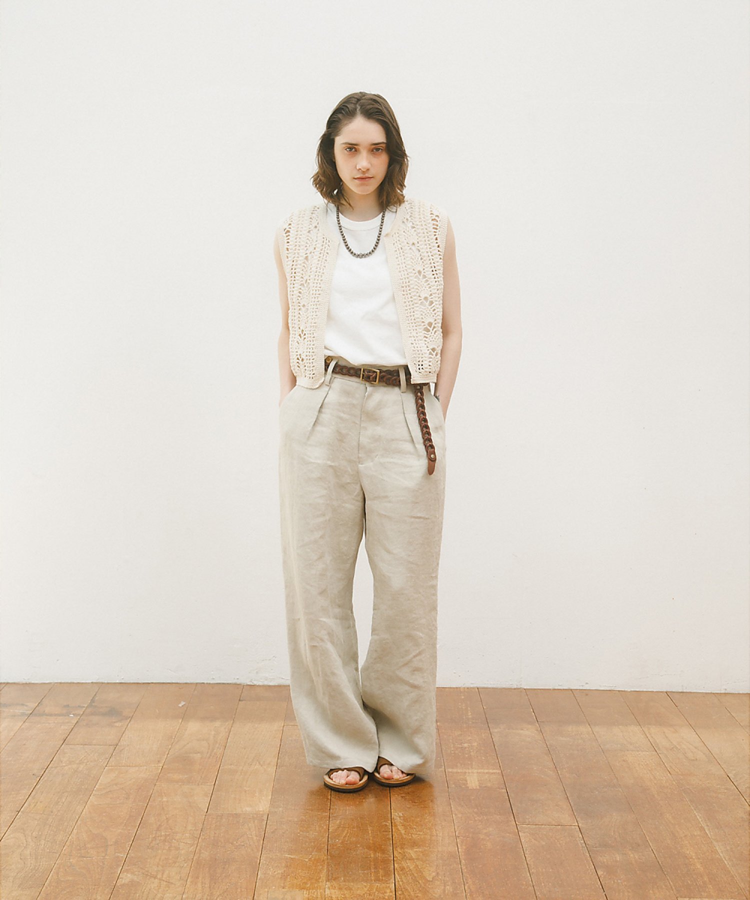 Nigel Cabourn 【公式】ナイジェル・ケーボン / WOMAN / クロシェットベスト - コット ナイジェル・ケーボン トップス ニット ホワイト【送料無料】