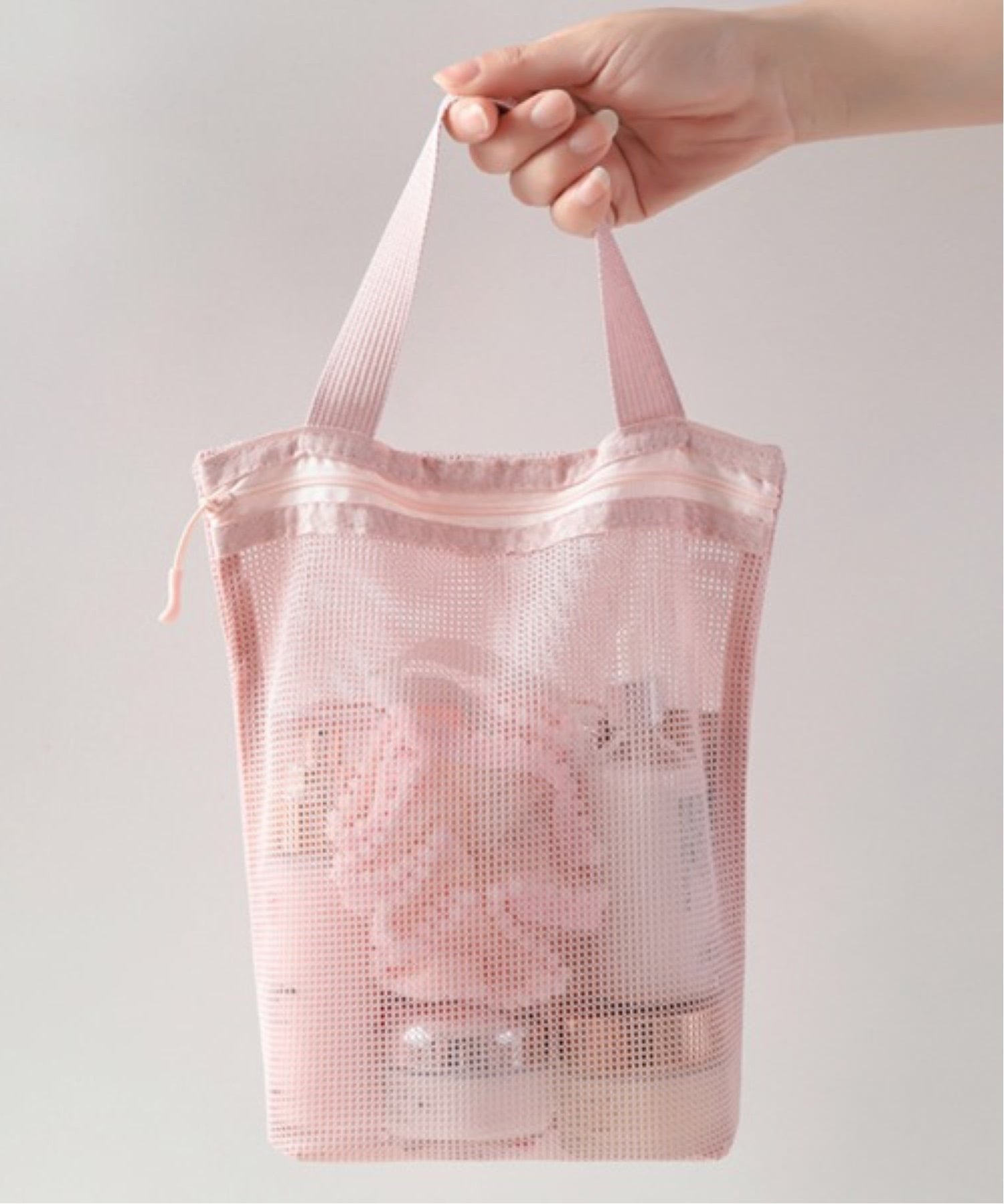 Pochi Pouch Pochi Pouch/(W)Pochi Pouch/シースルー メッシュ 縦型ポーチ チェルカ 財布・ポーチ・ケース ポーチ グレー ピンク