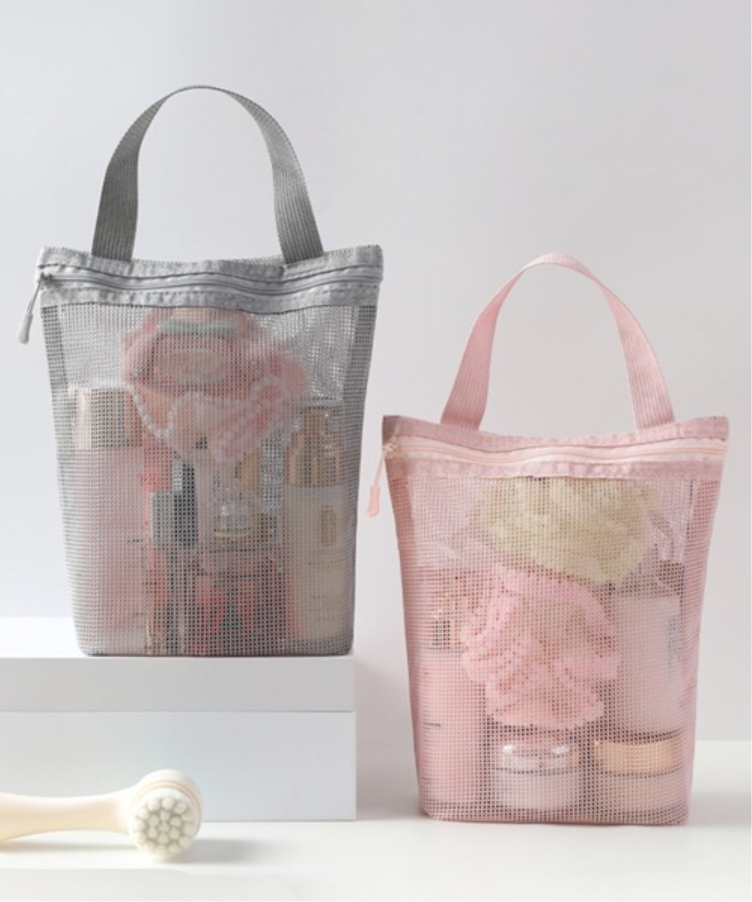 Pochi Pouch Pochi Pouch/(W)Pochi Pouch/シースルー メッシュ 縦型ポーチ チェルカ 財布・ポーチ・ケース ポーチ グレー ピンク