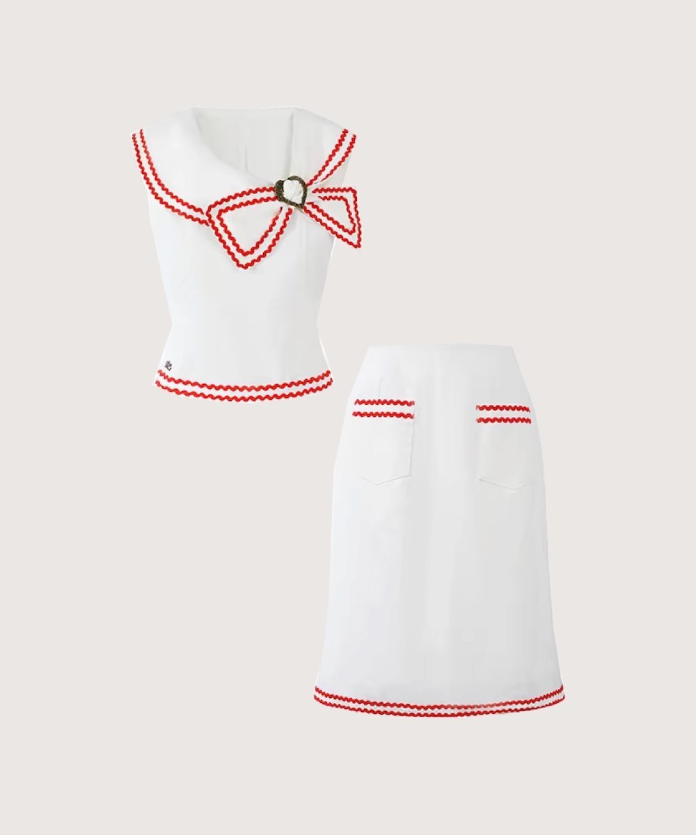 LA POMME petit Rouge Ribbon Contrast Set Up/ルージュリボンコントラストセットアップ ラポミ・プチ オールインワン・オーバーオール その他のオールインワン・オーバーオール ホワイト【送料無料】
