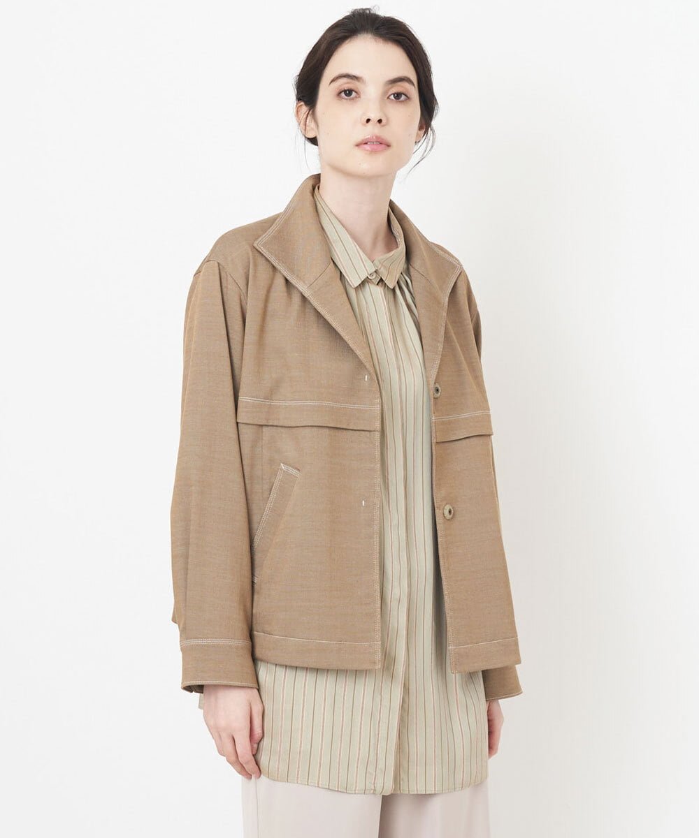 【SALE／50%OFF】CHRISTIAN AUJARD（小さいサイズ） [セットアップ対応]ステッチワークデザインジャケット メゾンドゥサンク スーツ・フォーマル スーツジャケット ブラウン【送料無料】