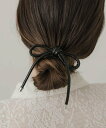 SMELLY フェイクレザーリボンポニー スメリー ヘアアクセサリー ヘアゴム ブラック