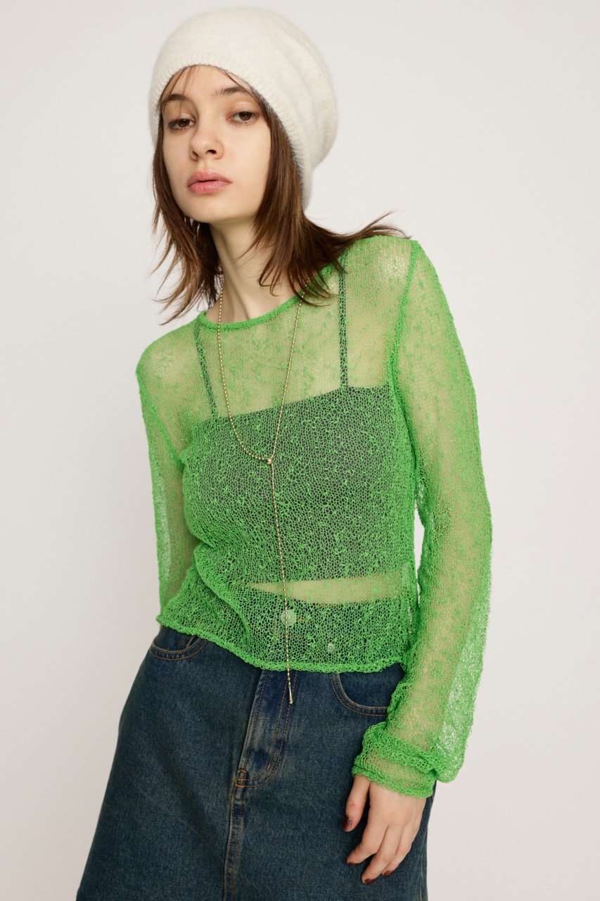 SLY NEP SHEER KNIT トップス スライ トップス ニット ブラック
