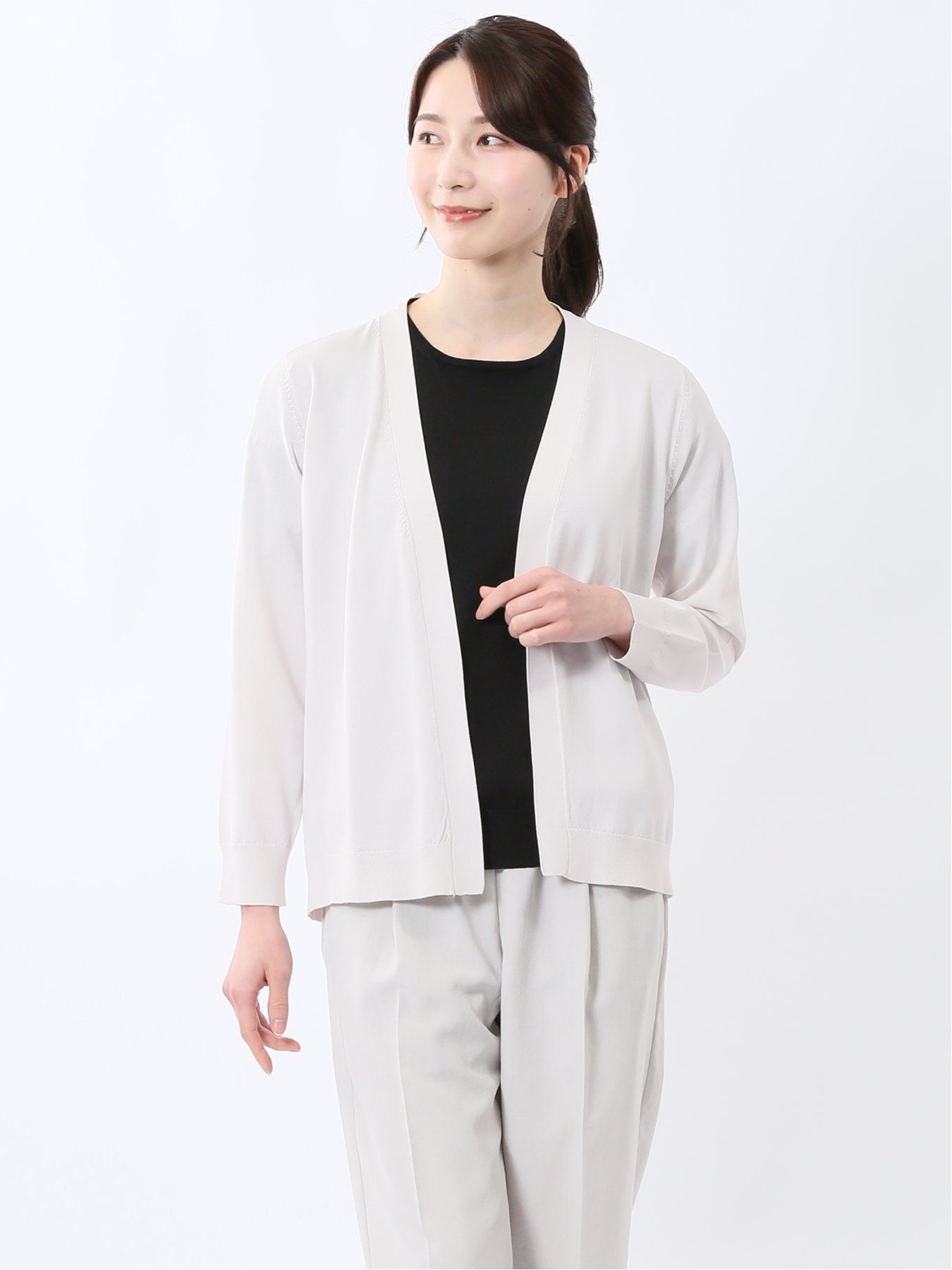 【SALE／30%OFF】m.f.editorial 快適機能 トッパーニットカーディガン タカキュー トップス カーディガン グレー ベージュ