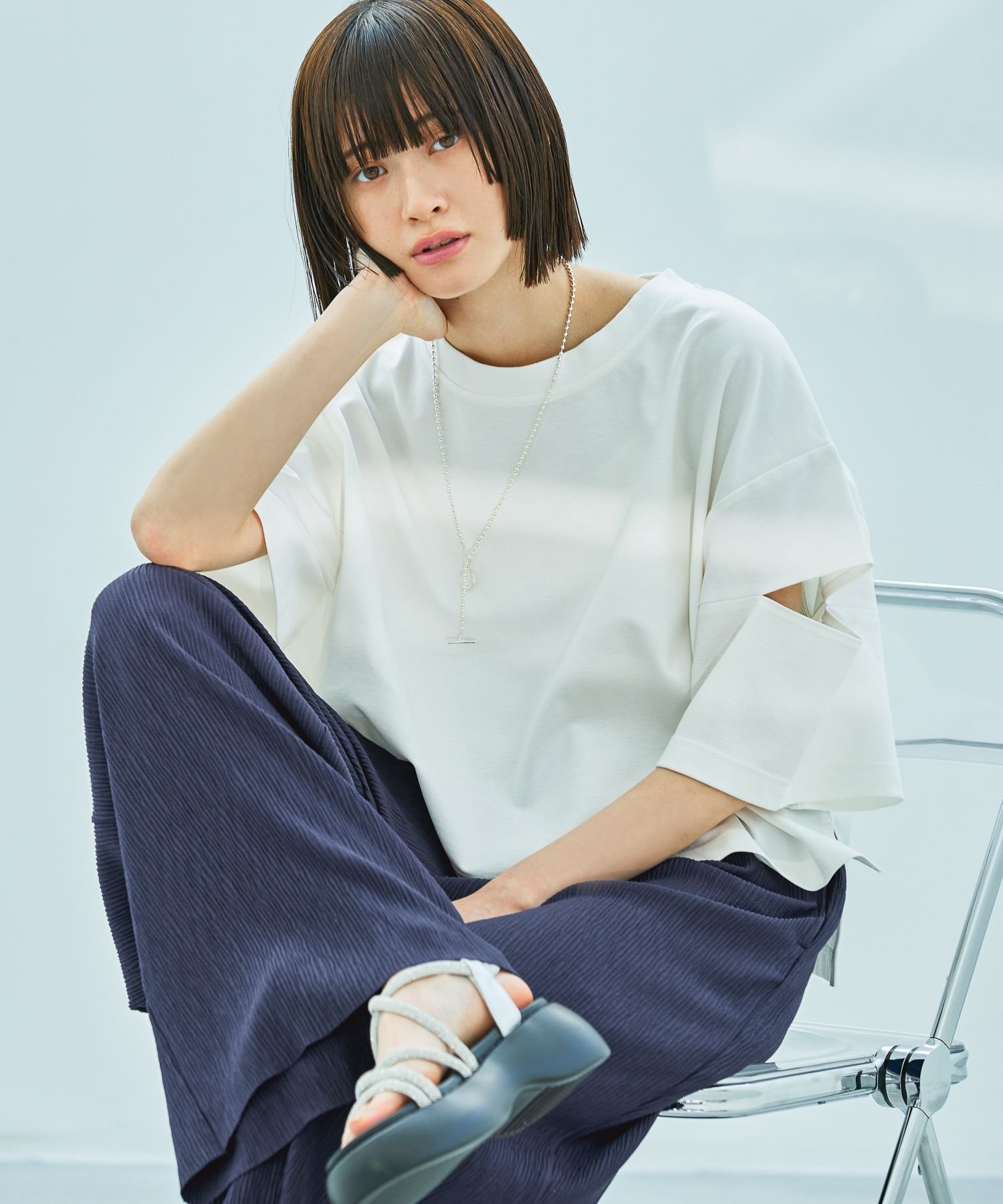 【SALE／28%OFF】LAKOLE カットアウトTEE ラコレ トップス カットソー・Tシャツ レッド ホワイト ブラック ブラウンのサムネイル