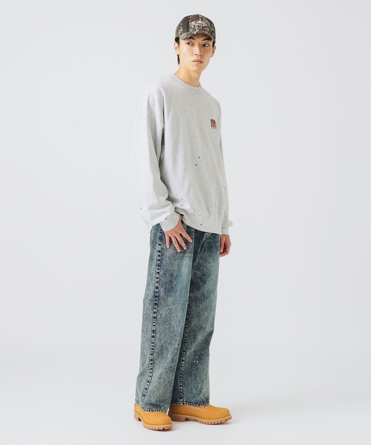 【SALE／30%OFF】BEAMS HEART MEN ペイント スウェット ビームス ハート トップス スウェット・トレーナー グレー ホワイト【送料無料】