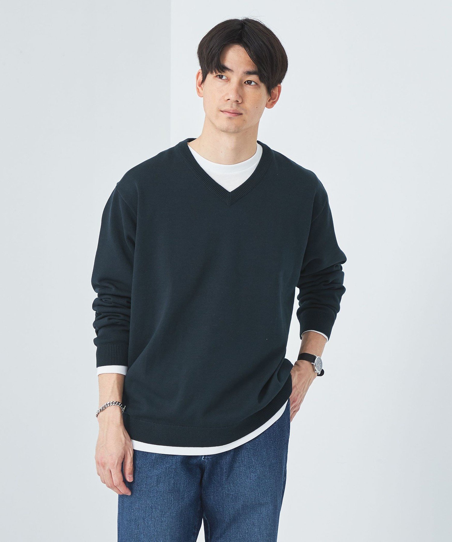 【SALE/70%OFF】UNITED ARROWS green label relaxing テンジク レイヤード Vネック ニット ユナイテッドアローズ ア...