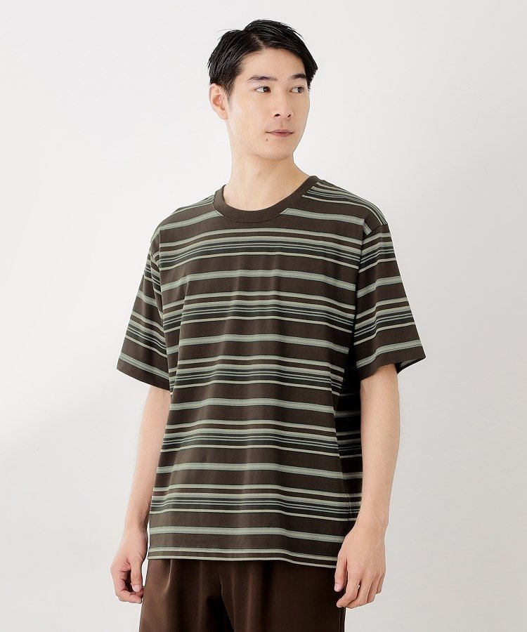 THE SHOP TK マルチボーダープルオーバー S/S ザ ショップ ティーケー トップス カットソー・Tシャツ ブラウン ブラック