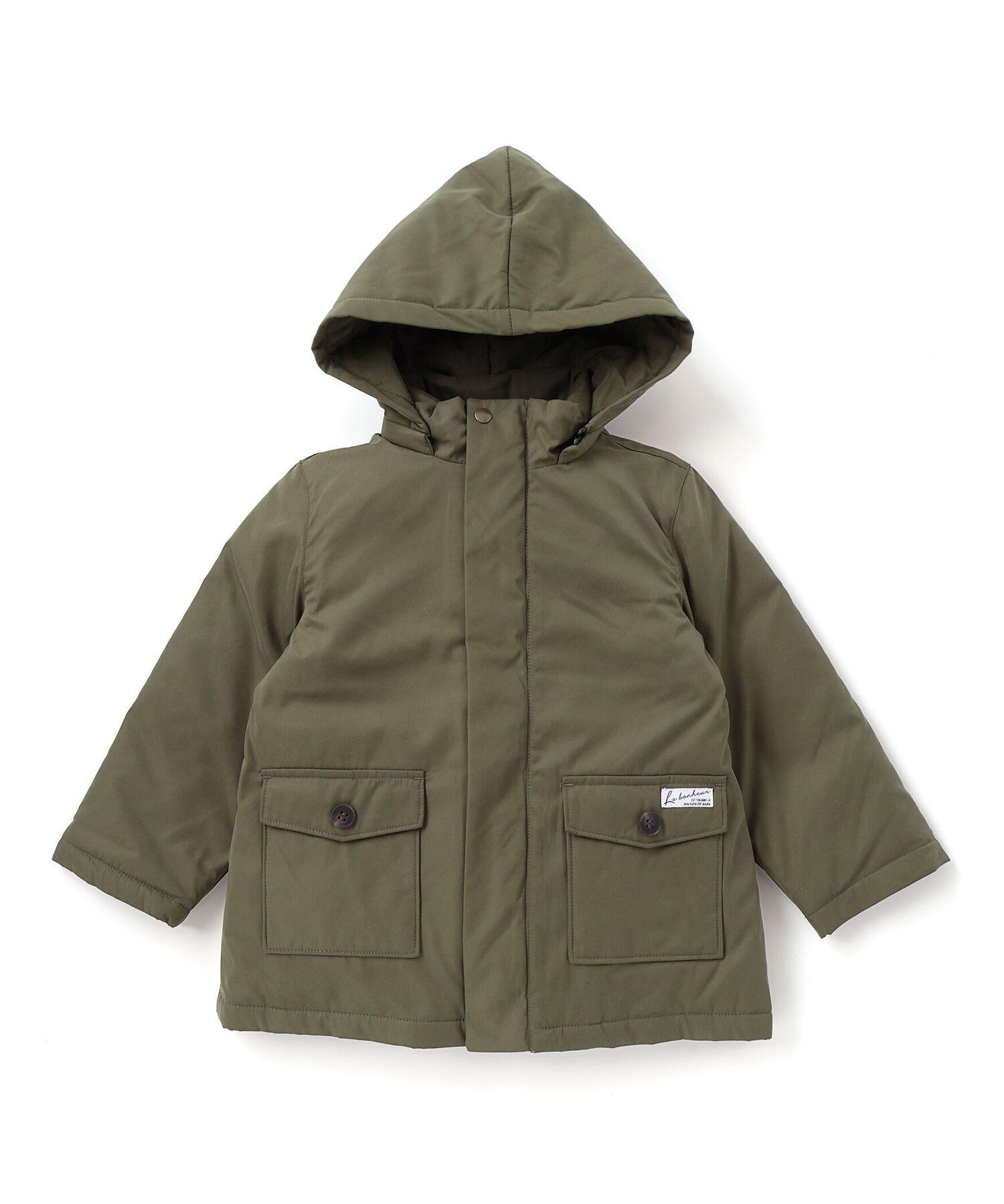 BeBe 【撥水加工】ボアライナーベスト付きナイロン中綿3wayコート(90~150cm) ベベ オンライン ストア ジャケット・アウター モッズコート グリー...