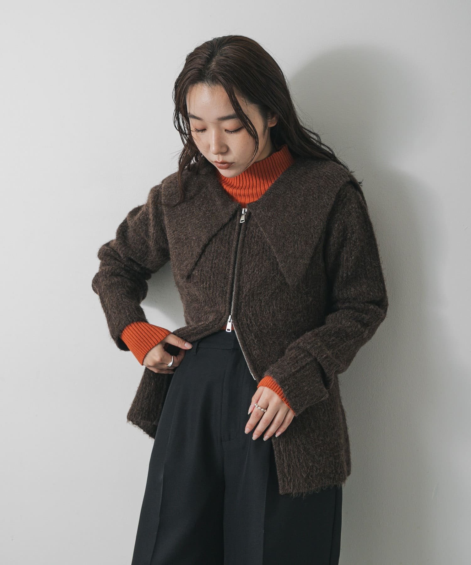 SENSE OF PLACE 『洗濯可』ドロップカラージップセーター センス オブ プレイス トップス カーディガン..