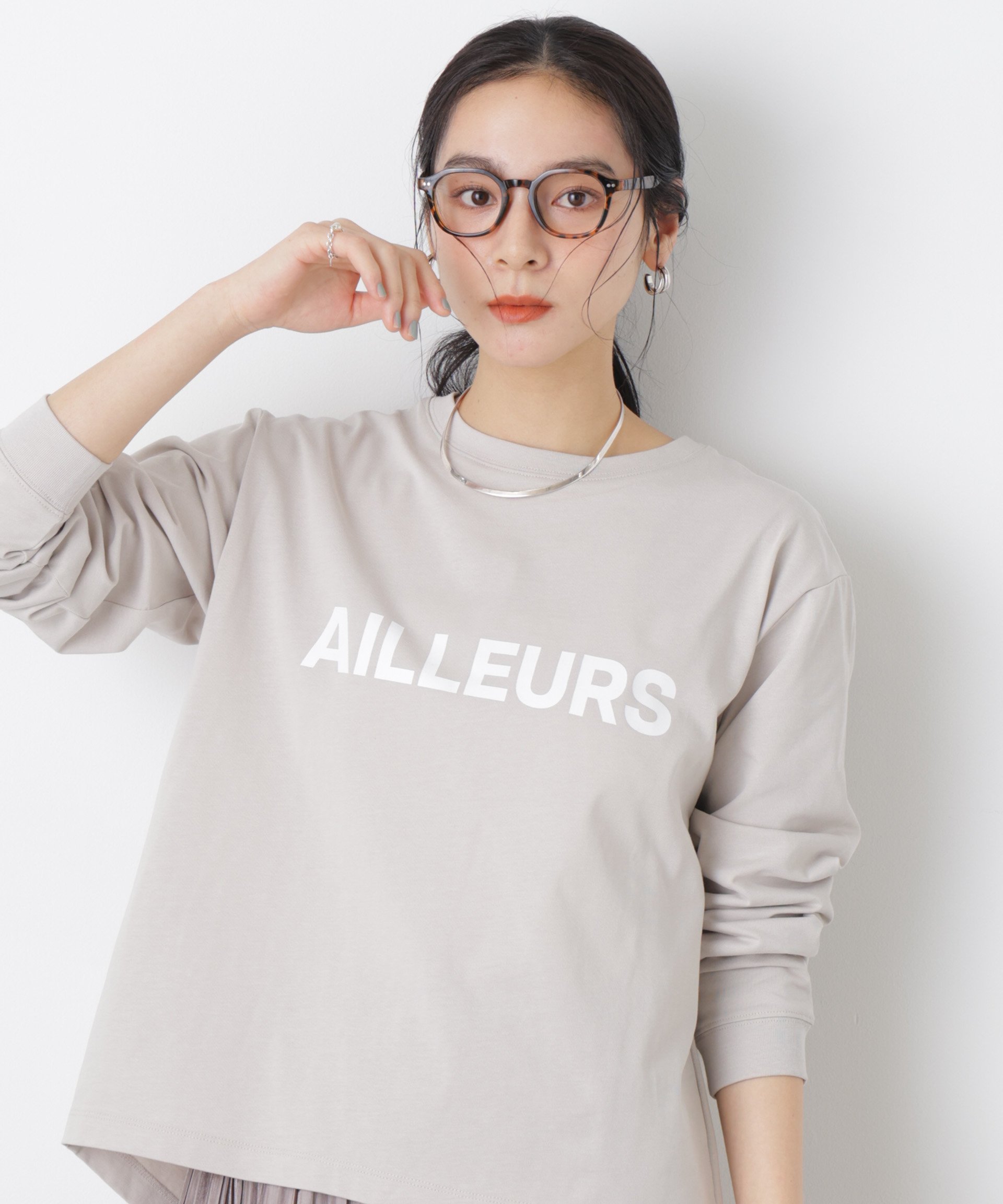 NANO universe ロゴプリントロングスリーブTシャツ ナノユニバース トップス カットソー・Tシャツ