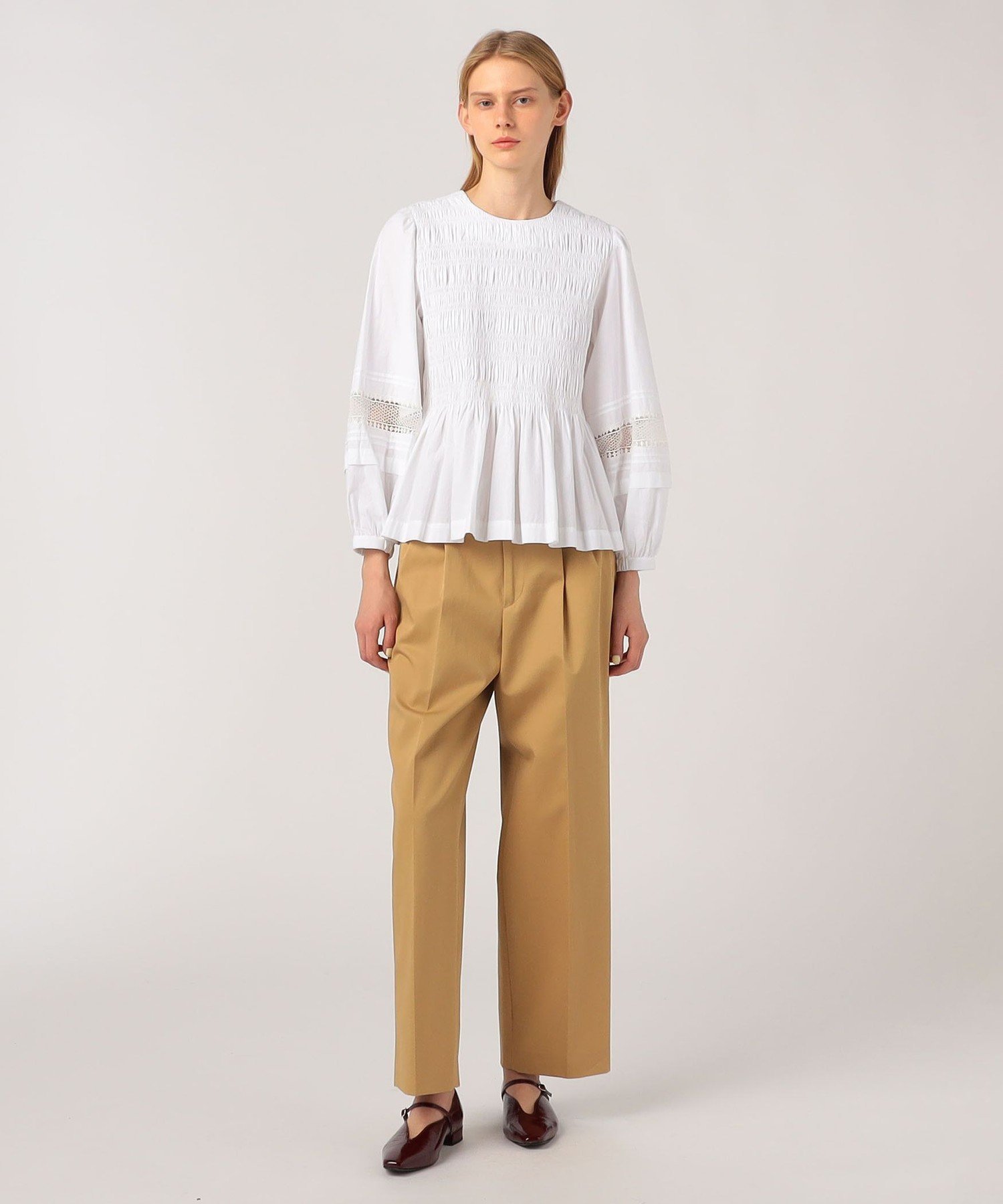 TOMORROWLAND BUYING WEAR 【別注】ne Quittez pas BLACK Gather ブラウス トゥモローランド トップス シャツ・ブラウス ホワイト【送料無料】